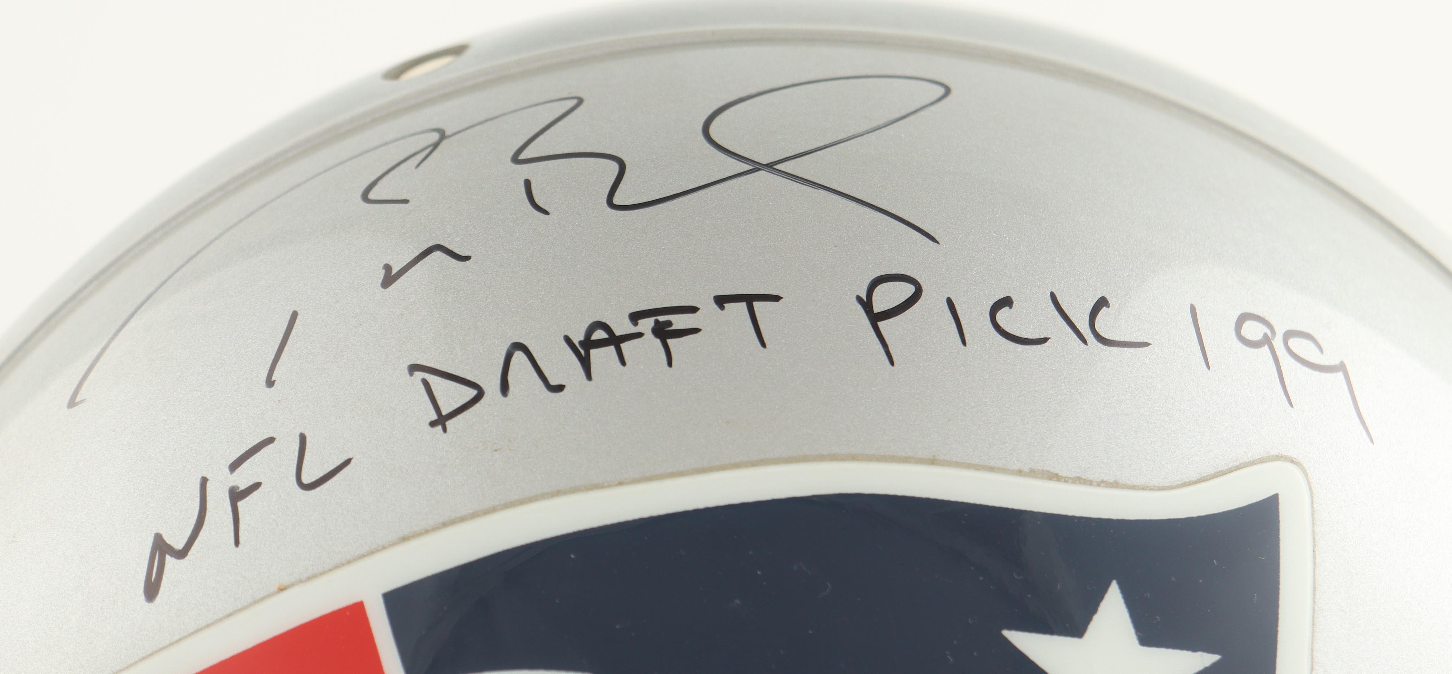 Tom Brady Signed Patriots Full-Size Authentic On-Field VSR4 Throwback Helmet Inscribed "NFL Draft Pick 199"