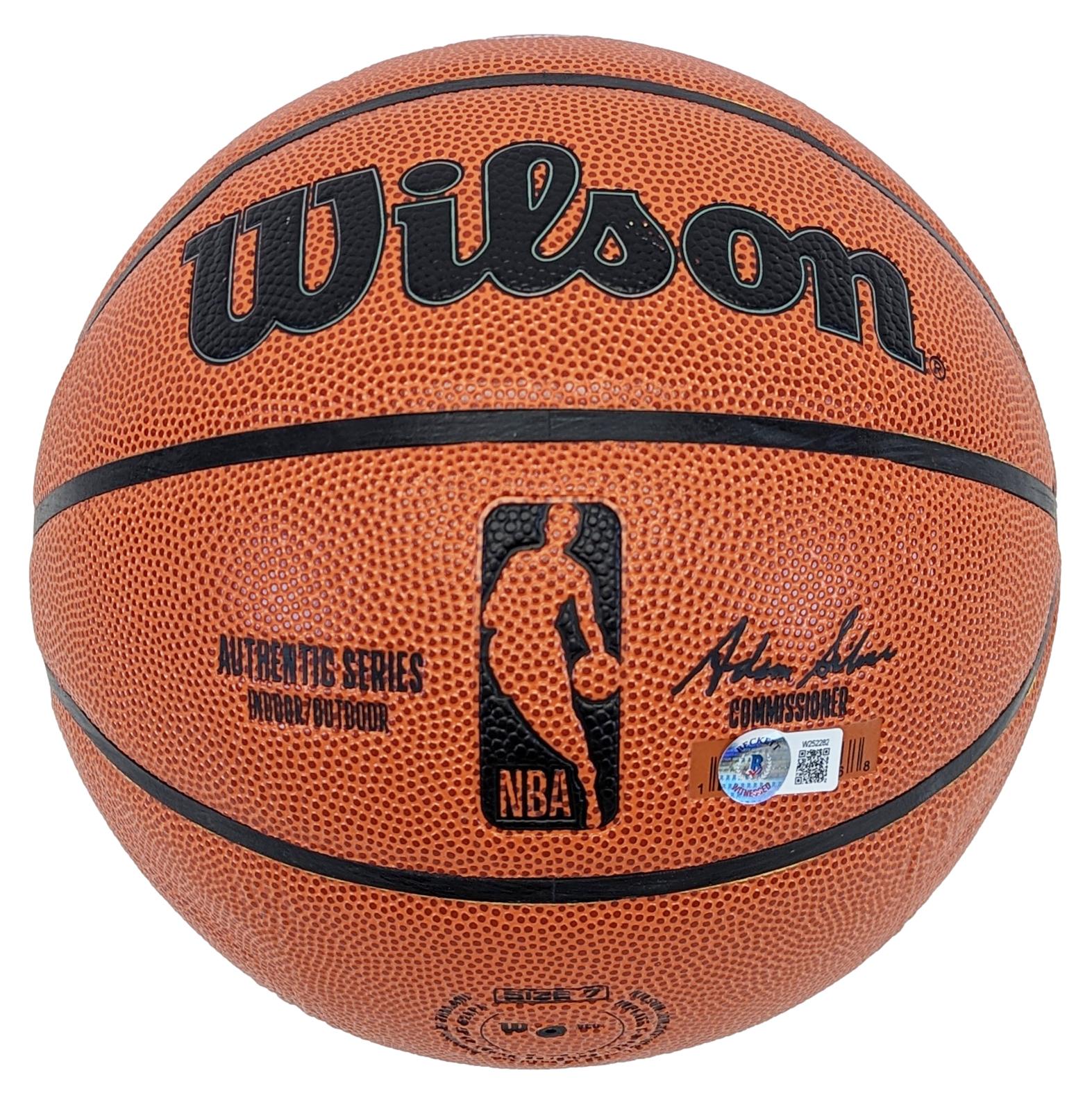 Magic Johnson & Shaquille O'Neal Signed NBA Basketball with Display Case