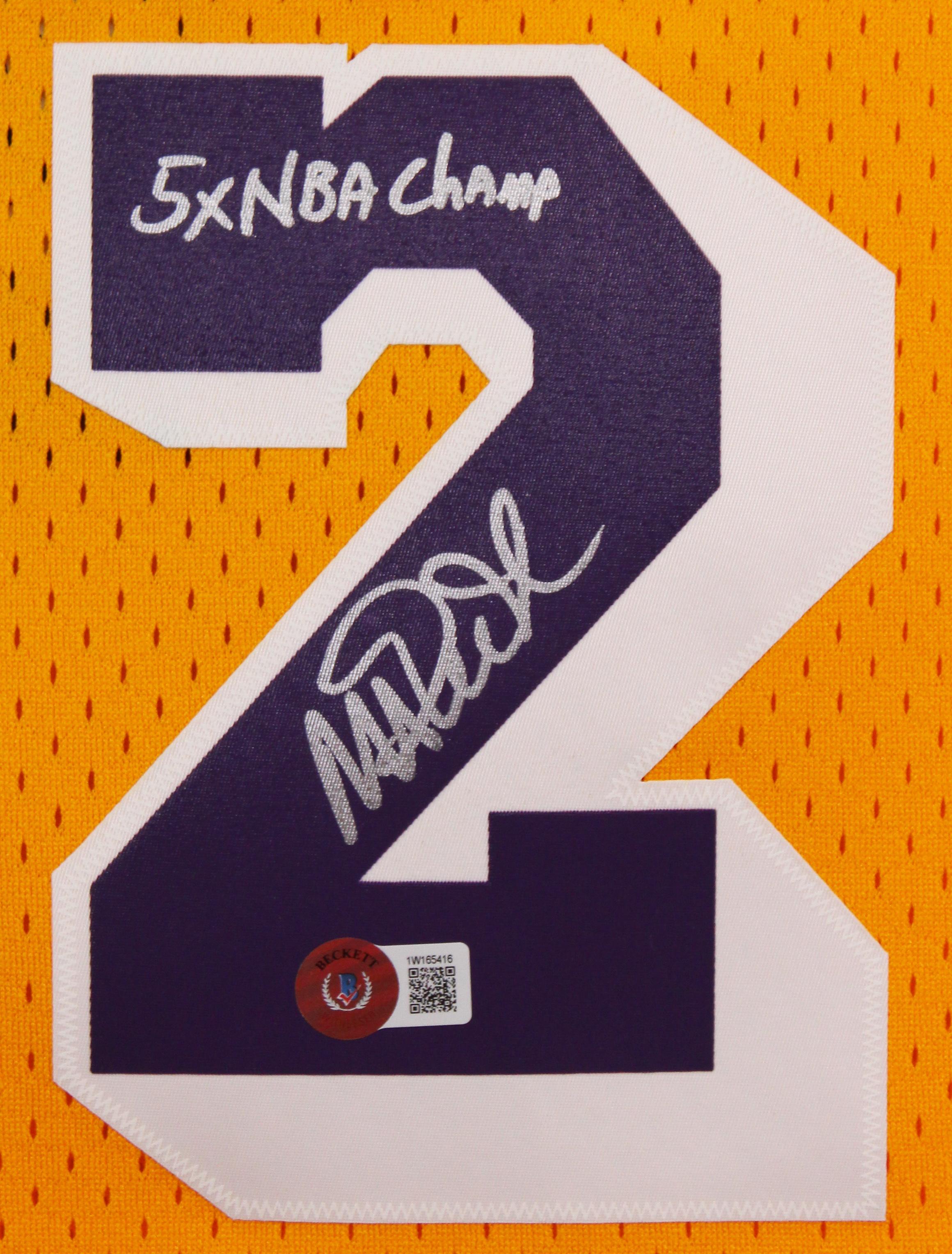 Magic Johnson Signed Lakers Mitchell & Ness Authentic Jersey Inscribed "5x NBA Champ"