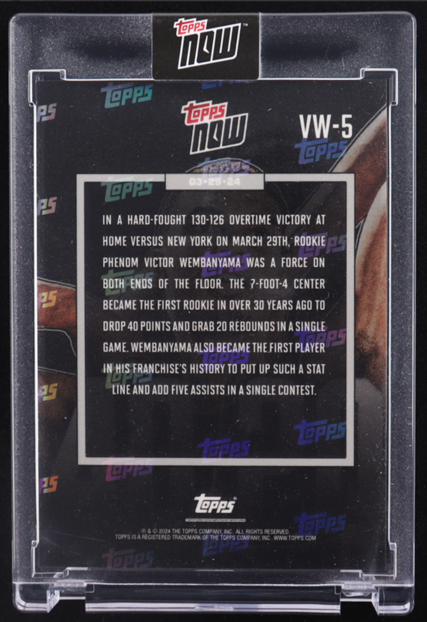 Victor Wembanyama 2023-24 Topps Now Victor Wembanyama #VW5 RC authentic-signatures