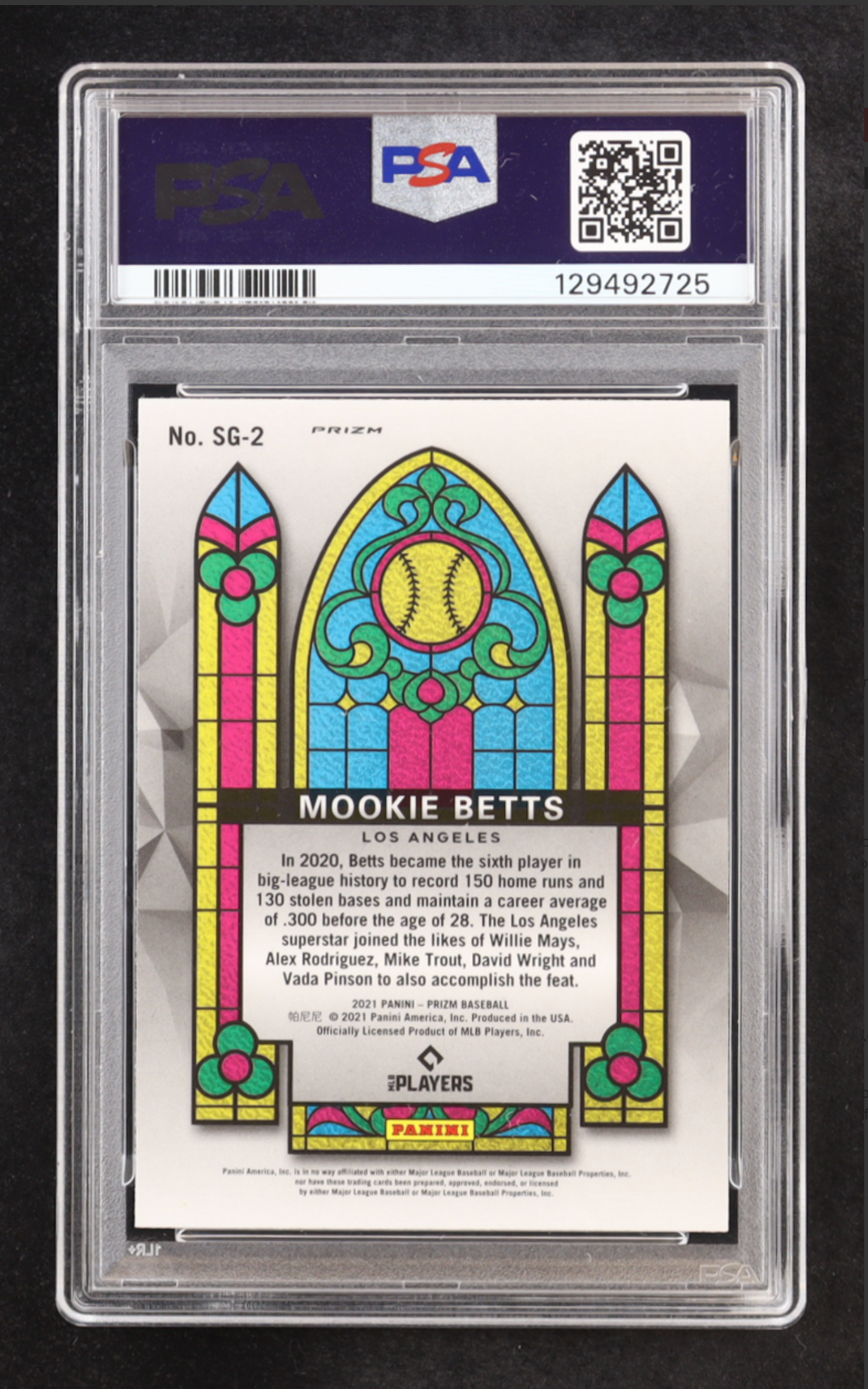 Mookie Betts 2021 Panini Prizm Stained Glass Prizms Green #2 (PSA 10) authentic-signatures