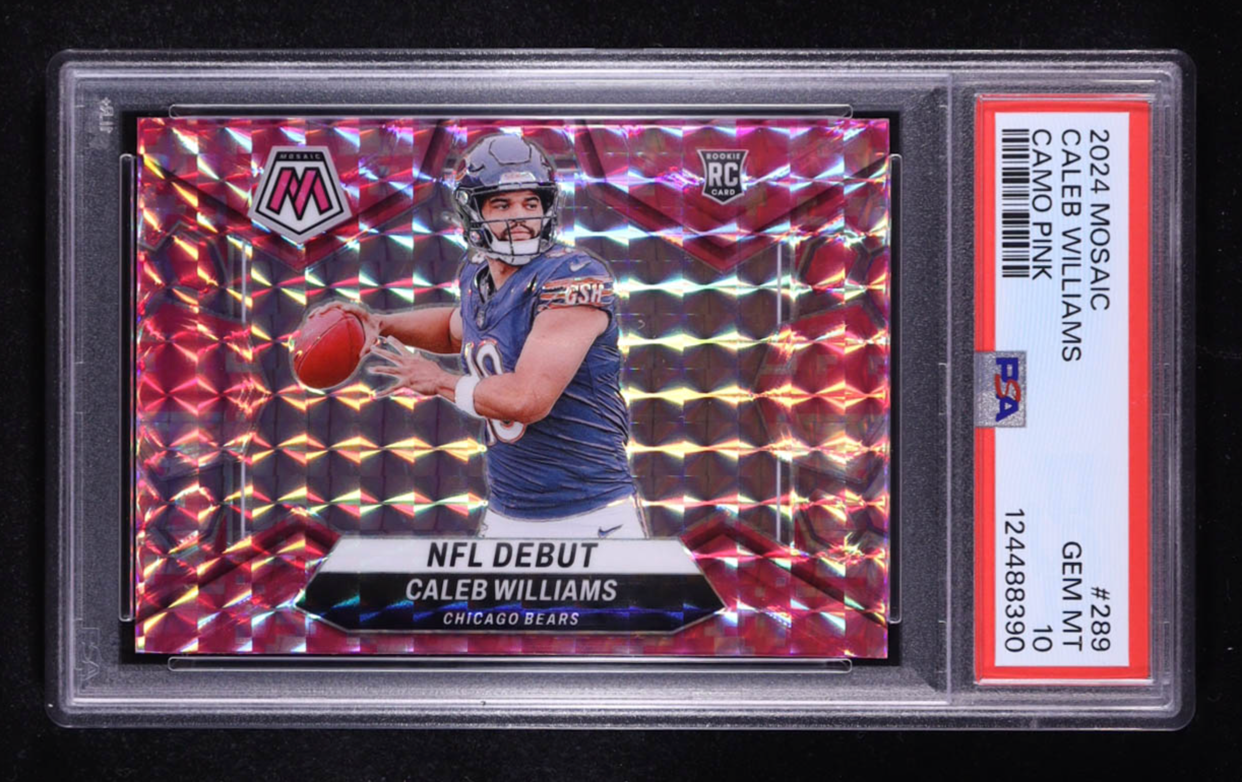 Caleb Williams 2024 Panini Mosaic Mosaic Camo Pink #289 DEB RC (PSA 10) authentic-signatures