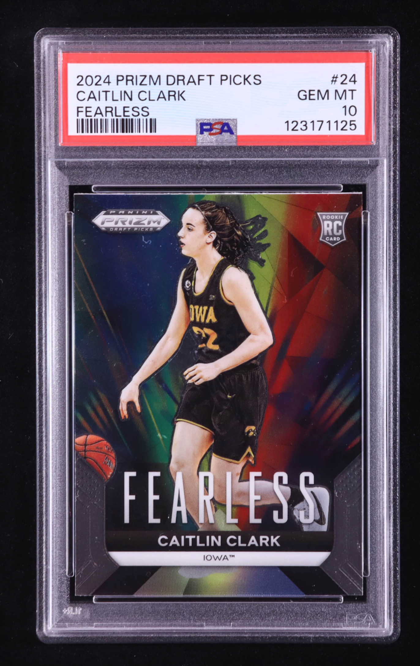 Caitlin Clark 2024-25 Panini Prizm Draft Picks Fearless #24 RC (PSA 10) authentic-signatures