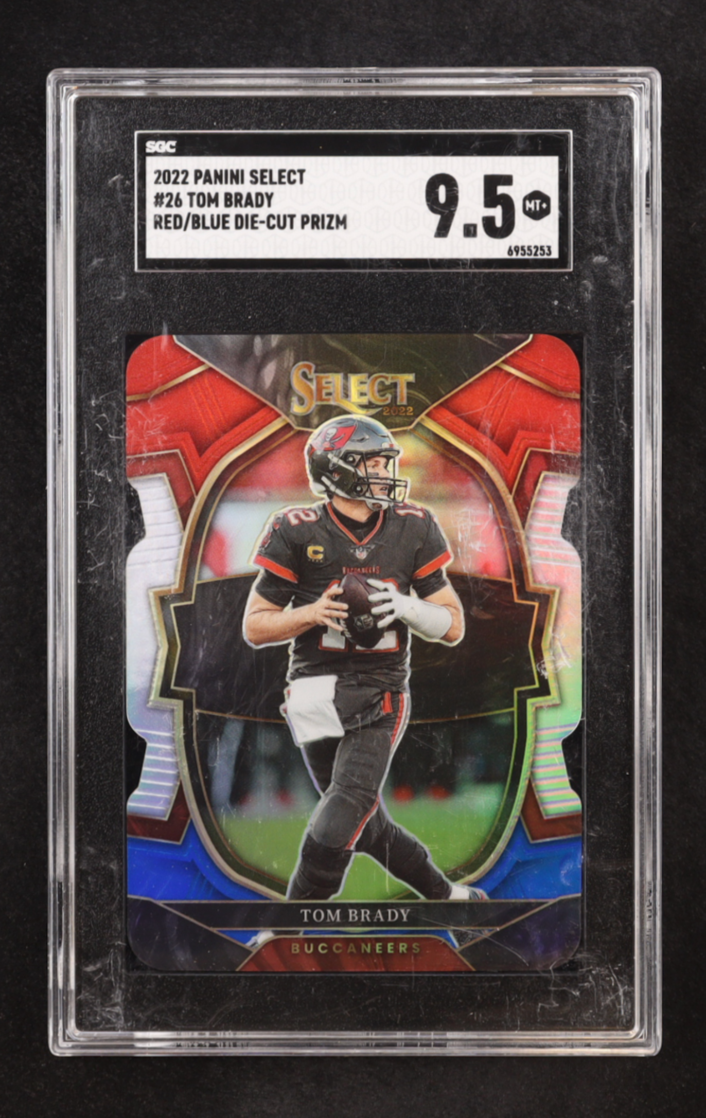 Tom Brady 2022 Select Prizm Red and Blue Die Cut #26 (SGC 9.5) authentic-signatures