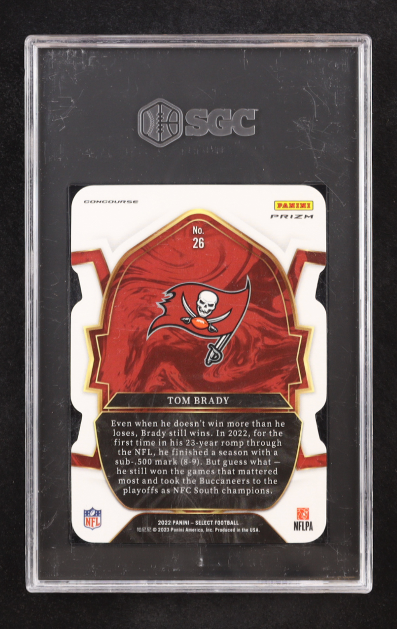 Tom Brady 2022 Select Prizm Red and Blue Die Cut #26 (SGC 9.5) authentic-signatures