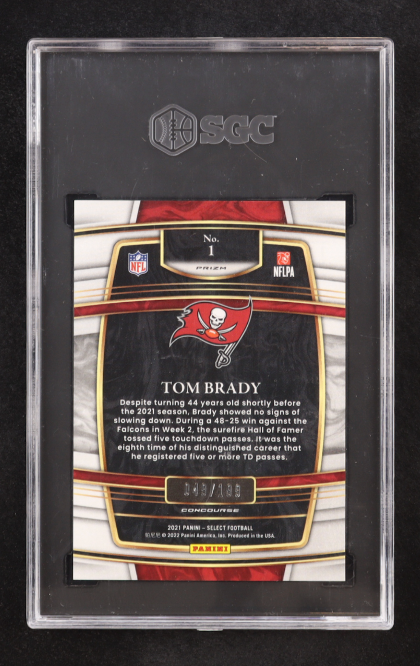 Tom Brady 2021 Select Prizm Blue #1 #049/199 (SGC 9.5) authentic-signatures