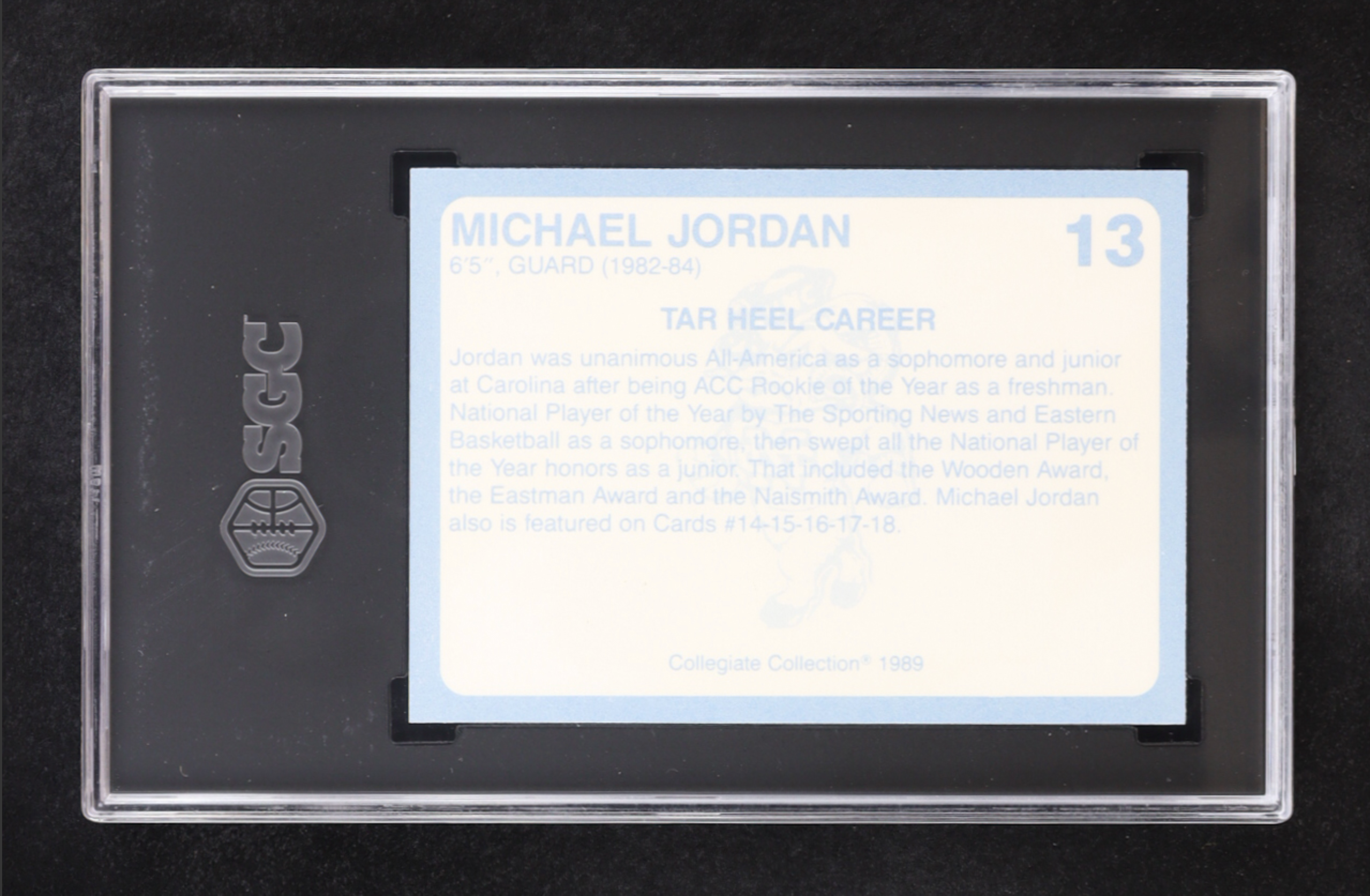 Michael Jordan 1989-90 North Carolina Collegiate Collection #13 (SGC 9.5) authentic-signatures