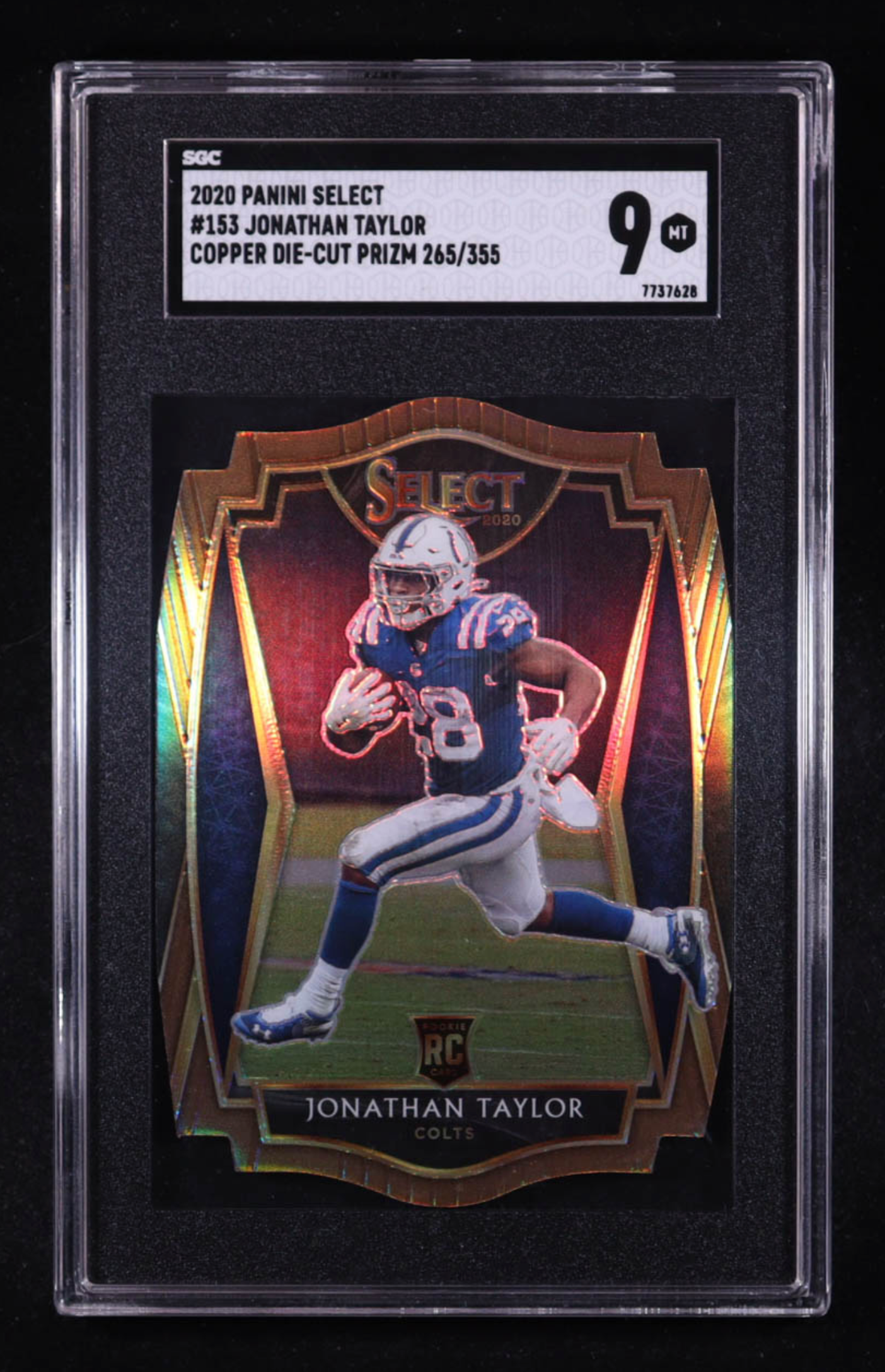 Johnatan Taylor 2020 Select Prizm Copper Die Cut #153 RC #265/355 (SGC 9) authentic-signatures