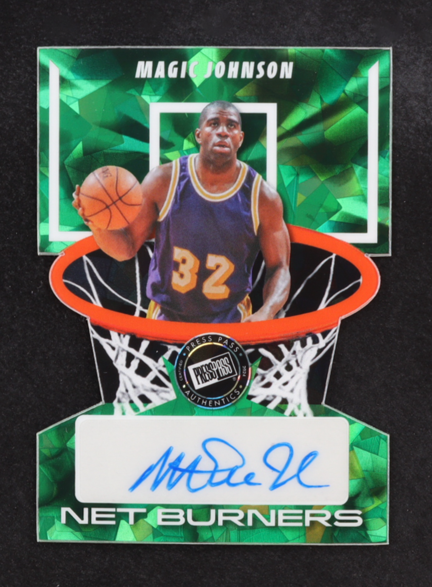 Magic Johnson 2024 Leaf Collective Net Burners Autographs Crystal Green #NBMJ1 #1/6 authentic-signatures
