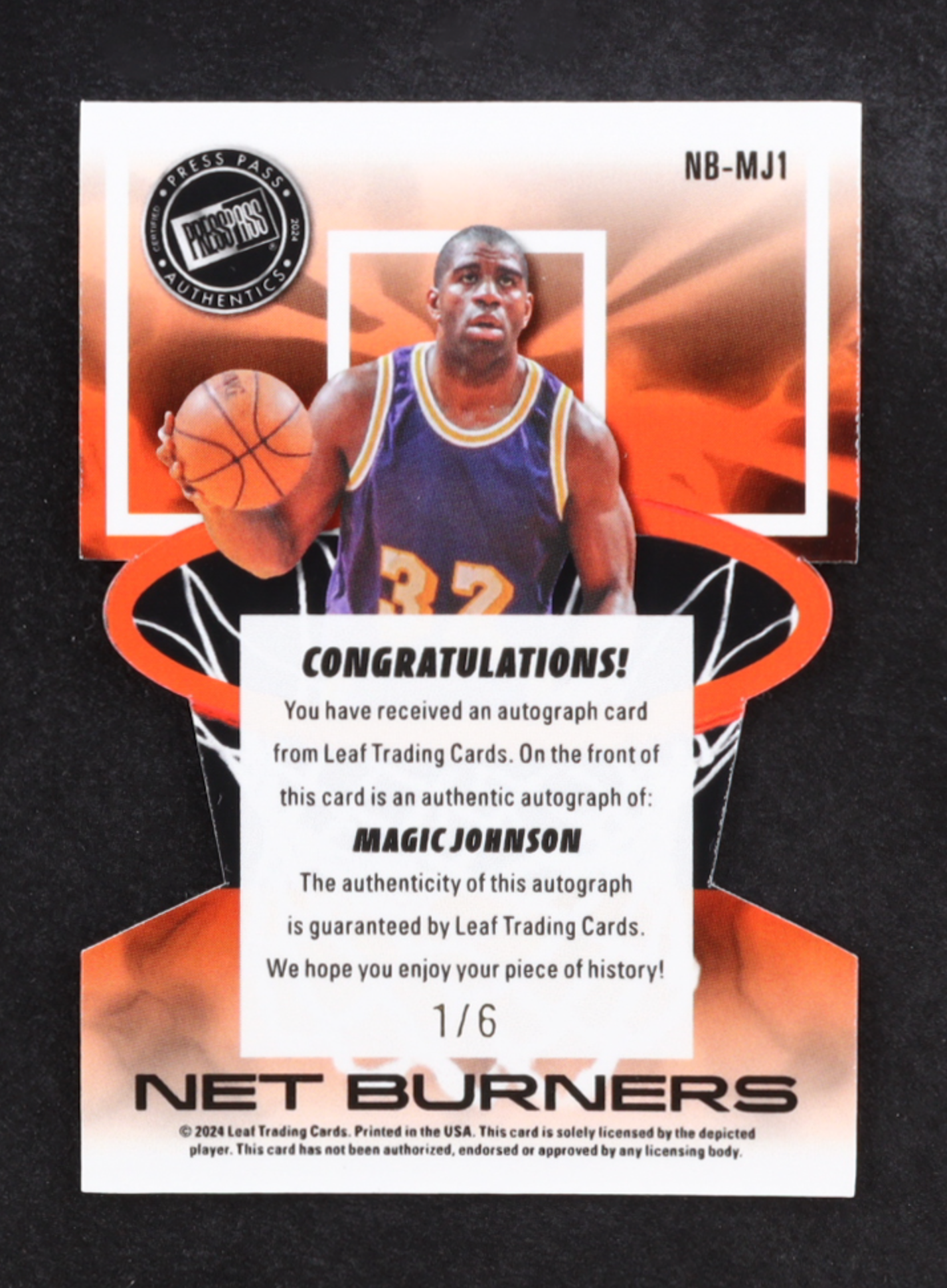 Magic Johnson 2024 Leaf Collective Net Burners Autographs Crystal Green #NBMJ1 #1/6 authentic-signatures
