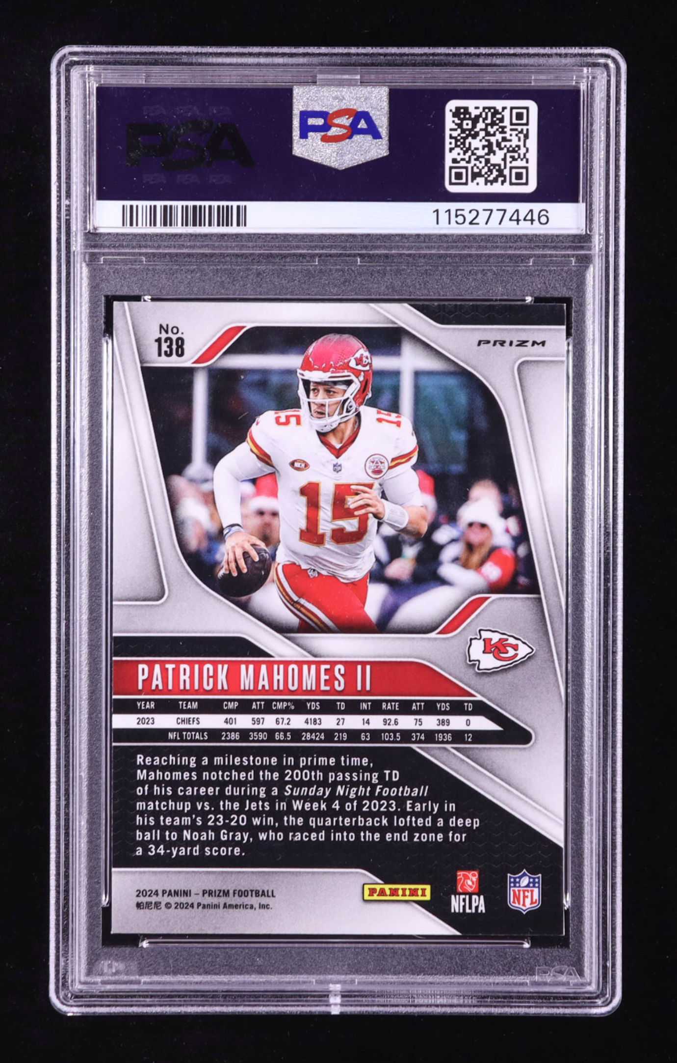 Patrick Mahomes II 2024 Panini Prizm Orange Disco #138 (PSA 10) authentic-signatures