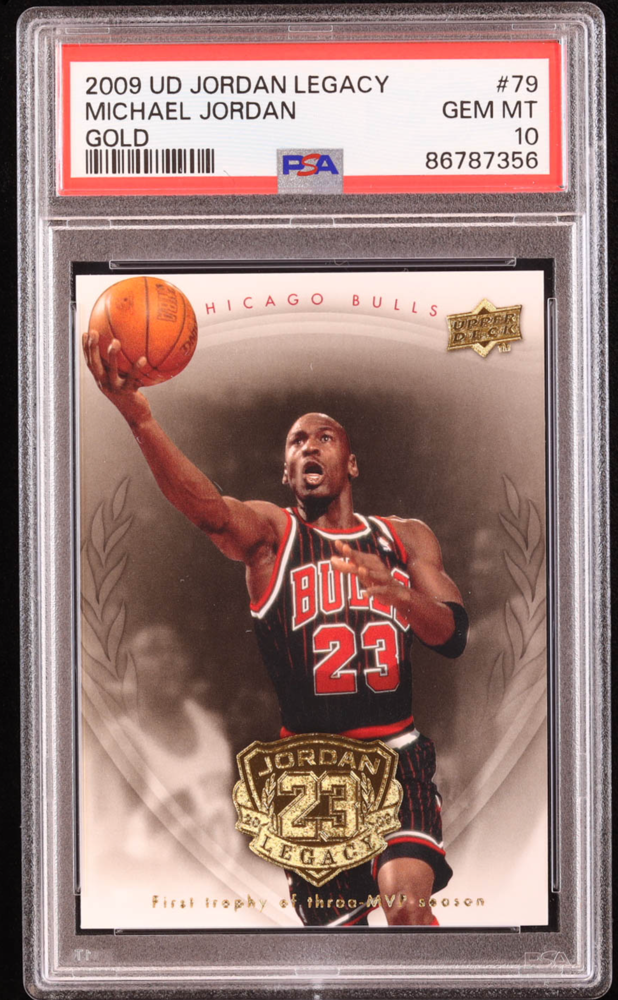 Michael Jordan 2009-10 Upper Deck Michael Jordan Legacy Collection Gold #79 (PSA 10) authentic-signatures