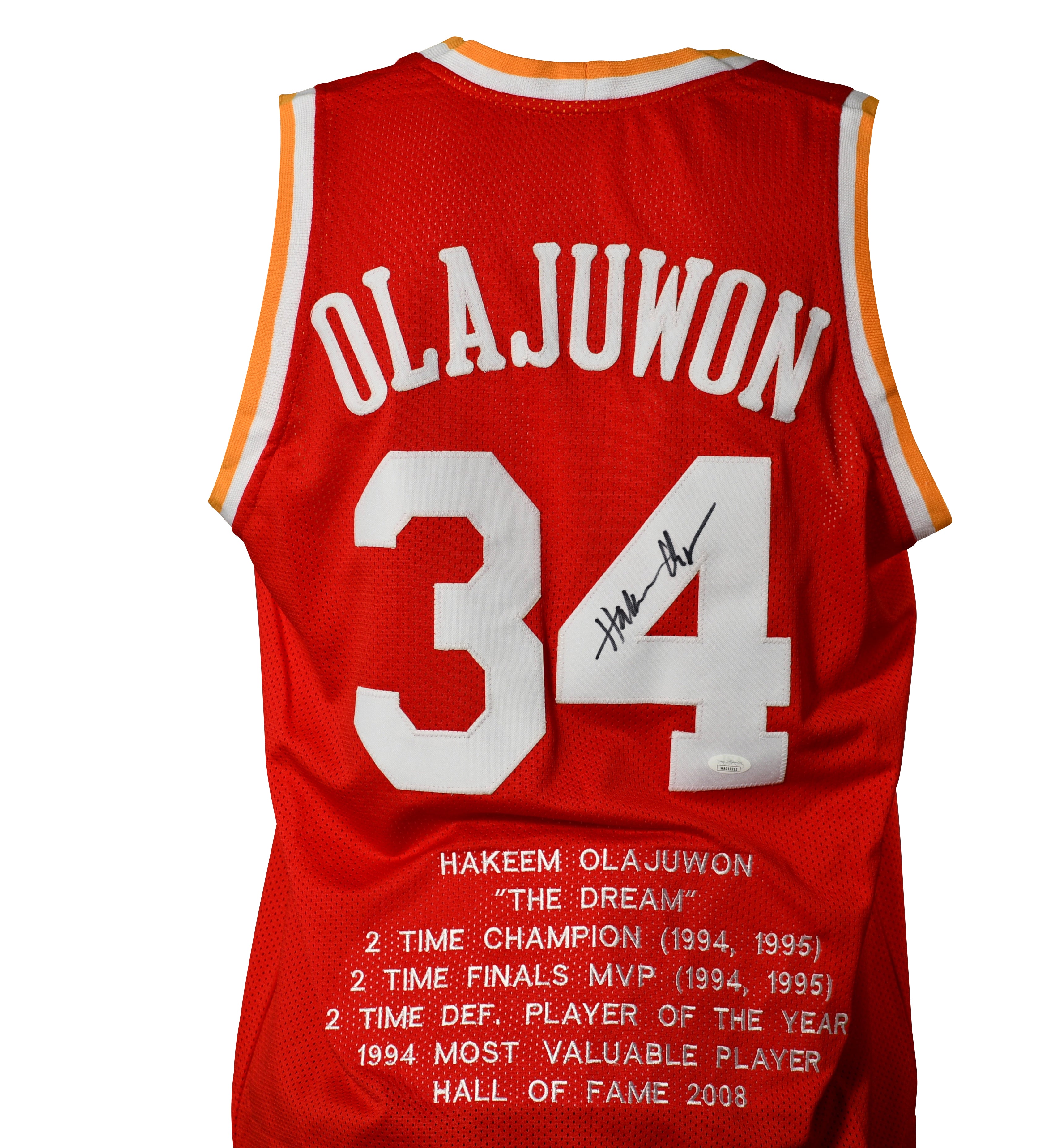Hakeem Olajuwon Signed Career Highlight Stat Jersey - "The Dream"