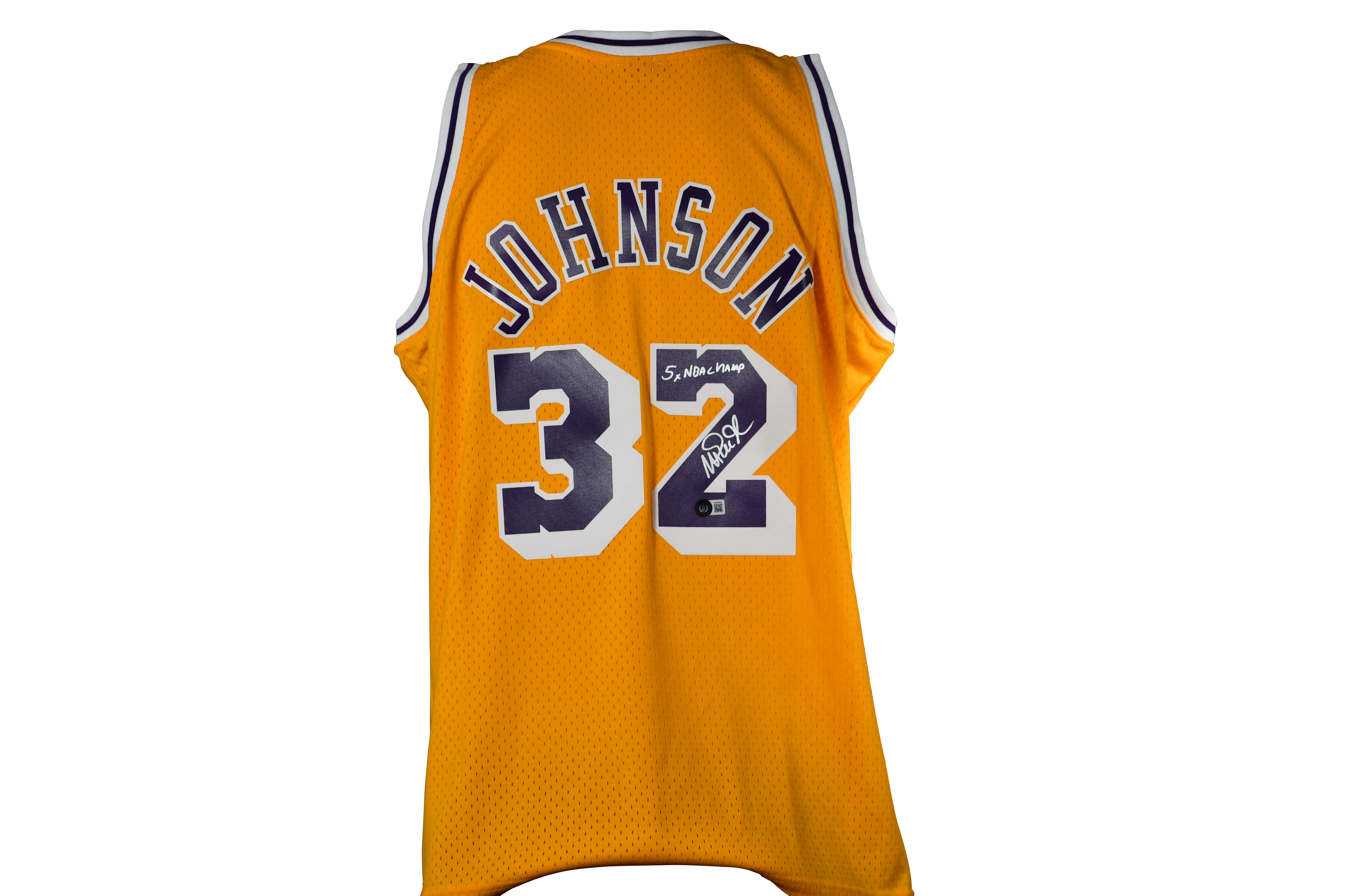 Magic Johnson Signed Lakers Mitchell & Ness Authentic Jersey Inscribed "5x NBA Champ"