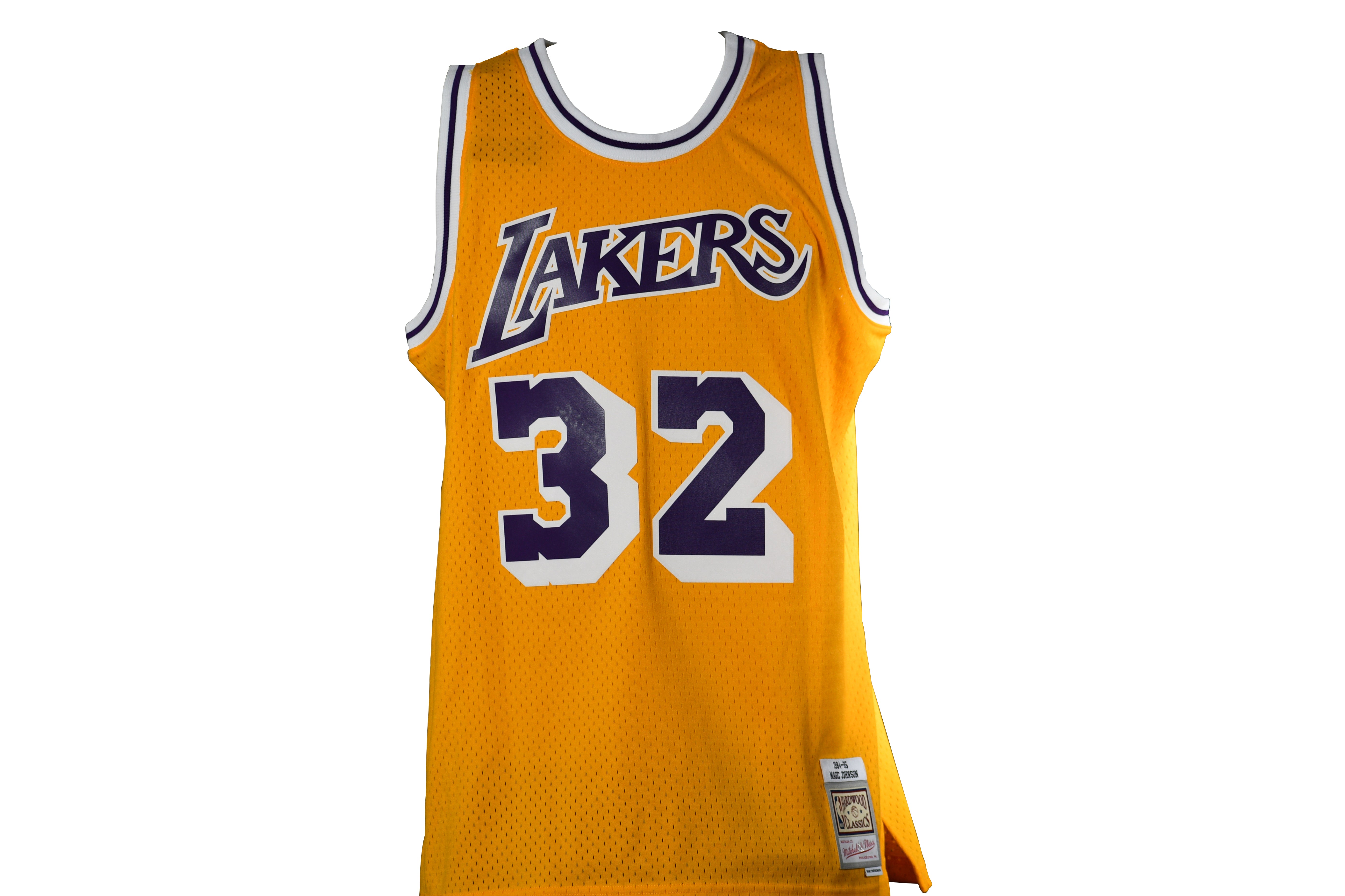 Magic Johnson Signed Lakers Mitchell & Ness Authentic Jersey Inscribed "5x NBA Champ"