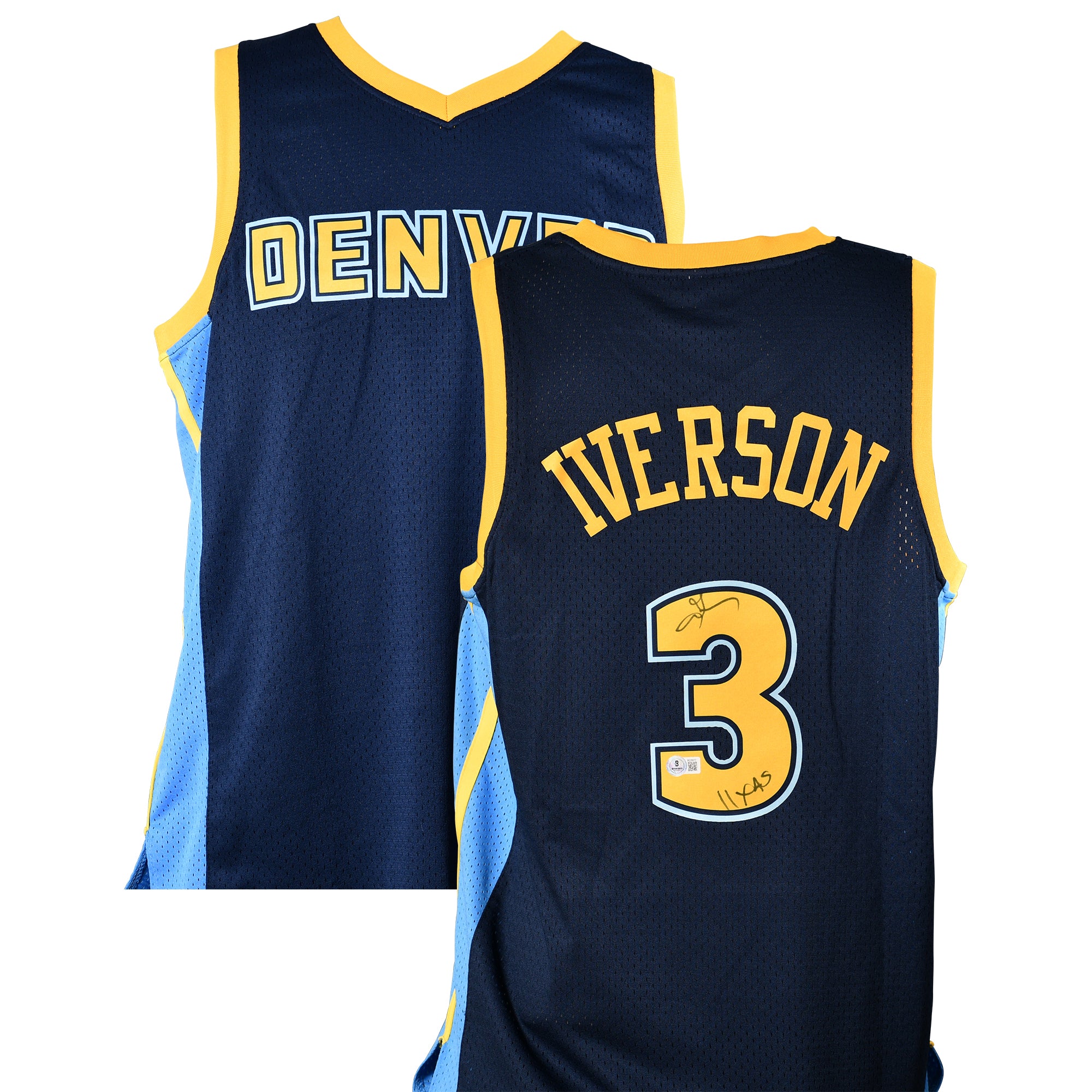 Allen Iverson Signed Nuggets Jersey Inscribed "11x AS"