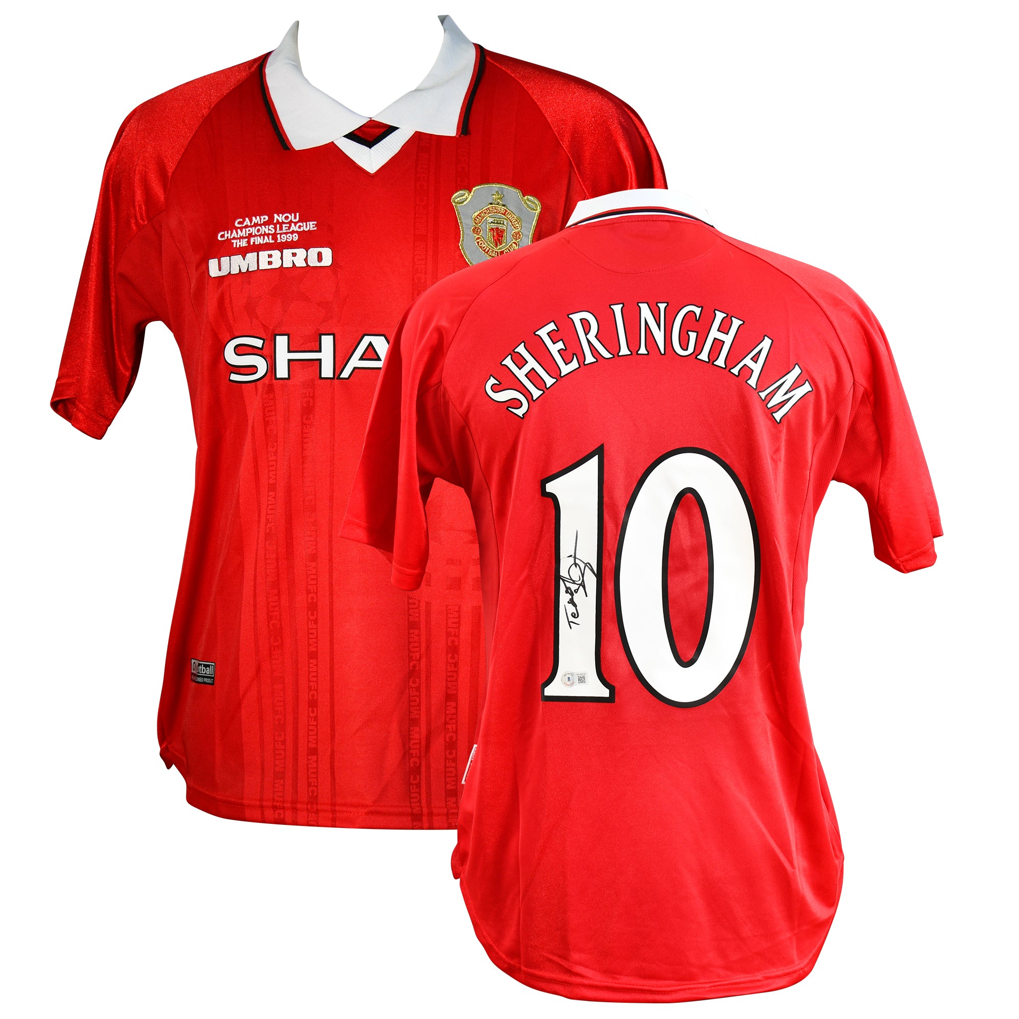 Teddy Sheringham Authentic Signed 1999 UCL Final Jersey
