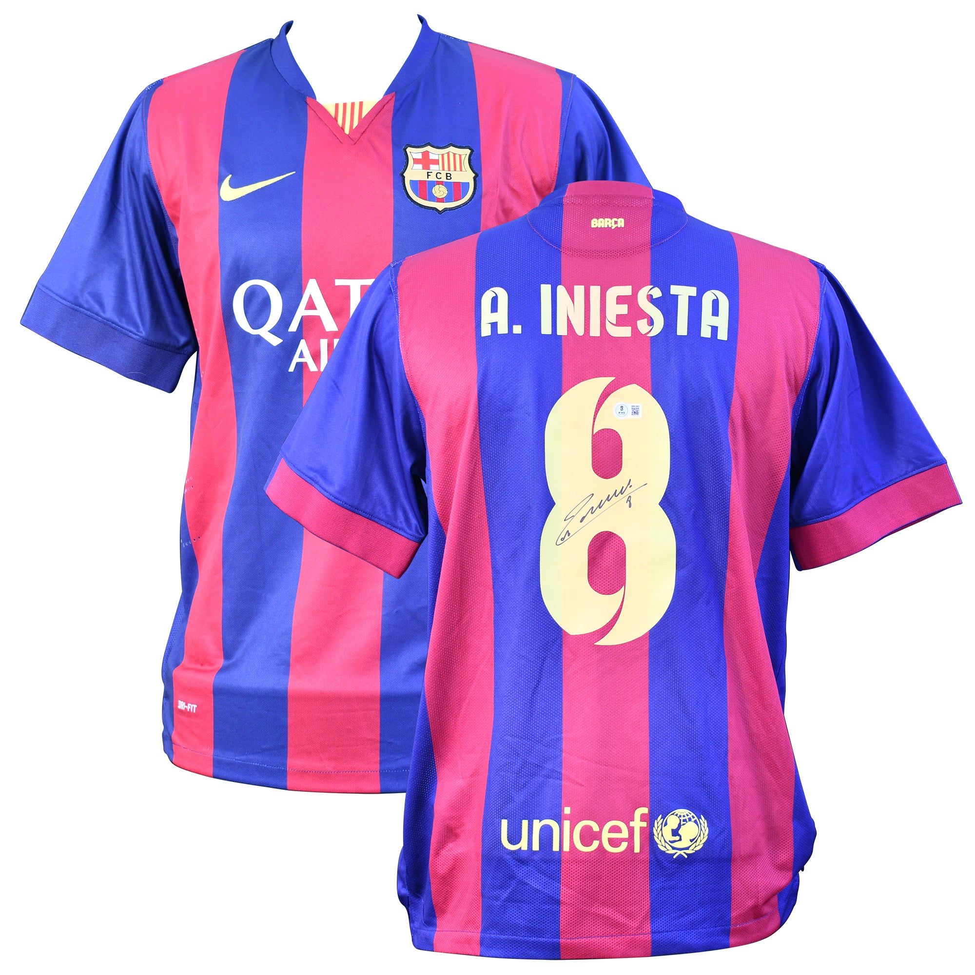 Andrés Iniesta Signed FC Barcelona Nike Authentic Jersey