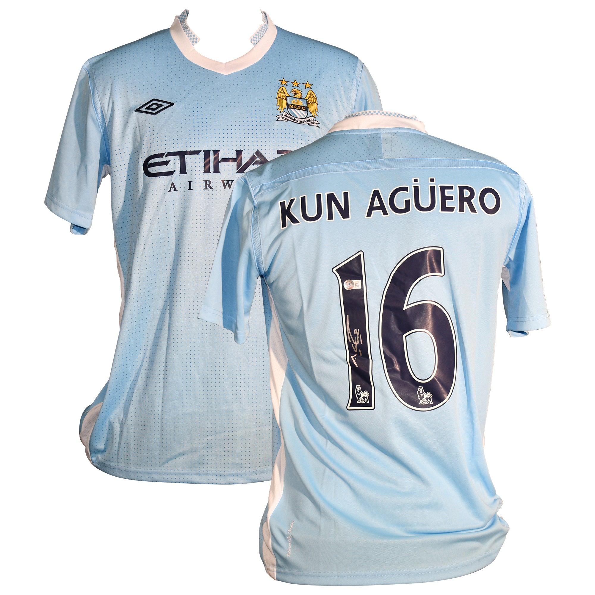 Sergio Aguero Signed Manchester City Umbro Authentic Jersey