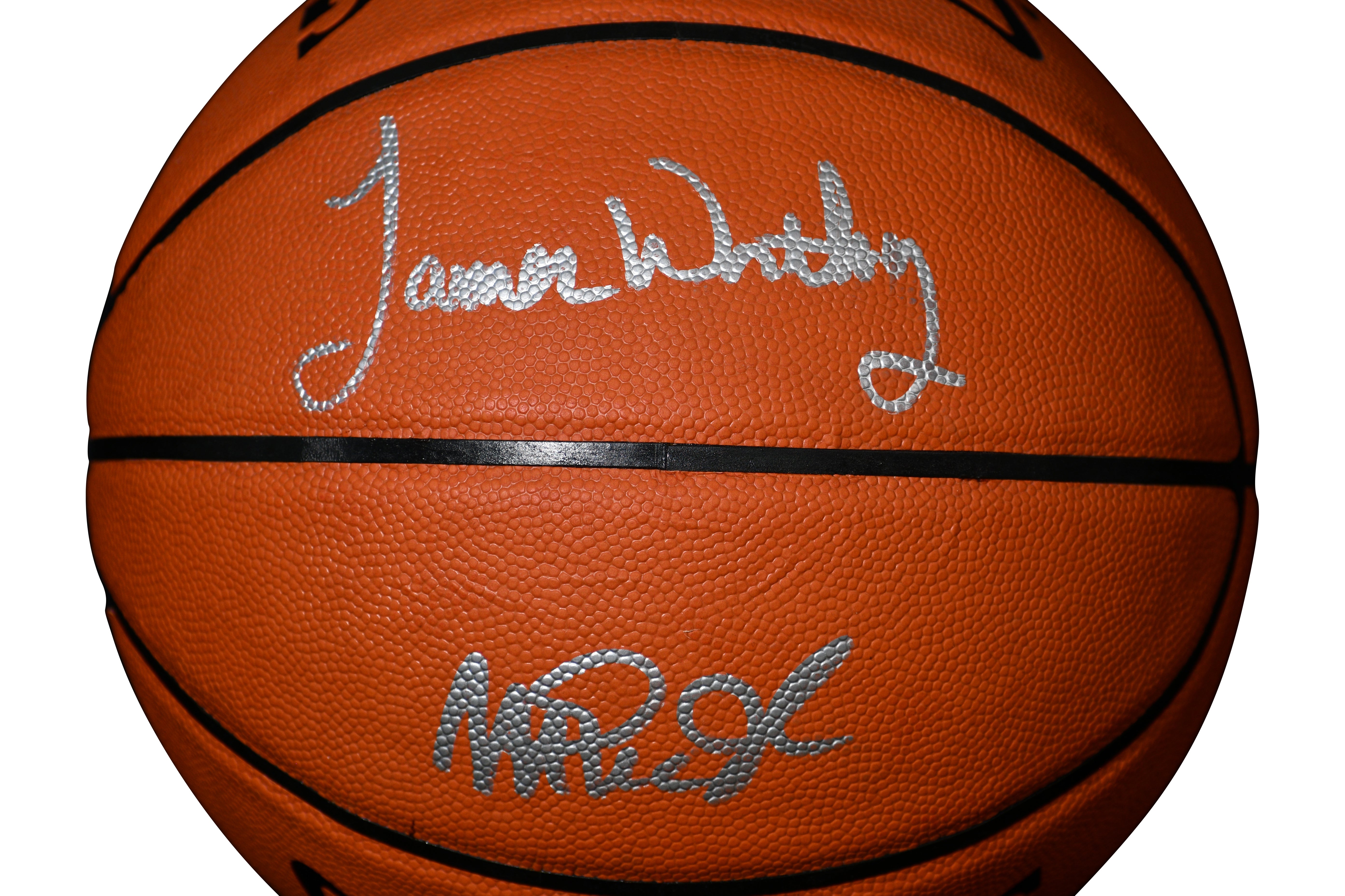 Magic Johnson and James Worthy signed basketball