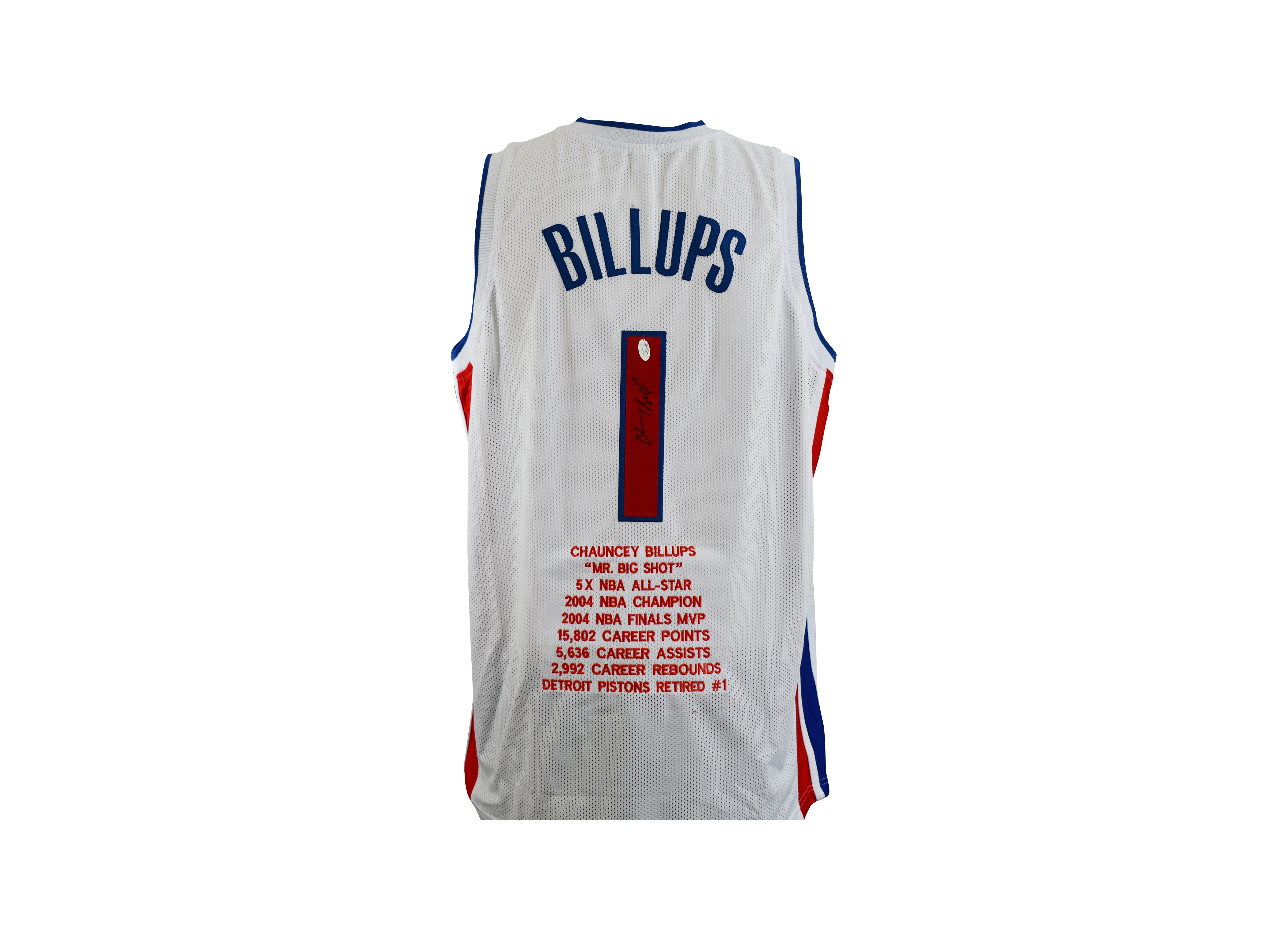 Chauncey Billups Signed Detroit Pistons Career Highlight Stat Jersey
