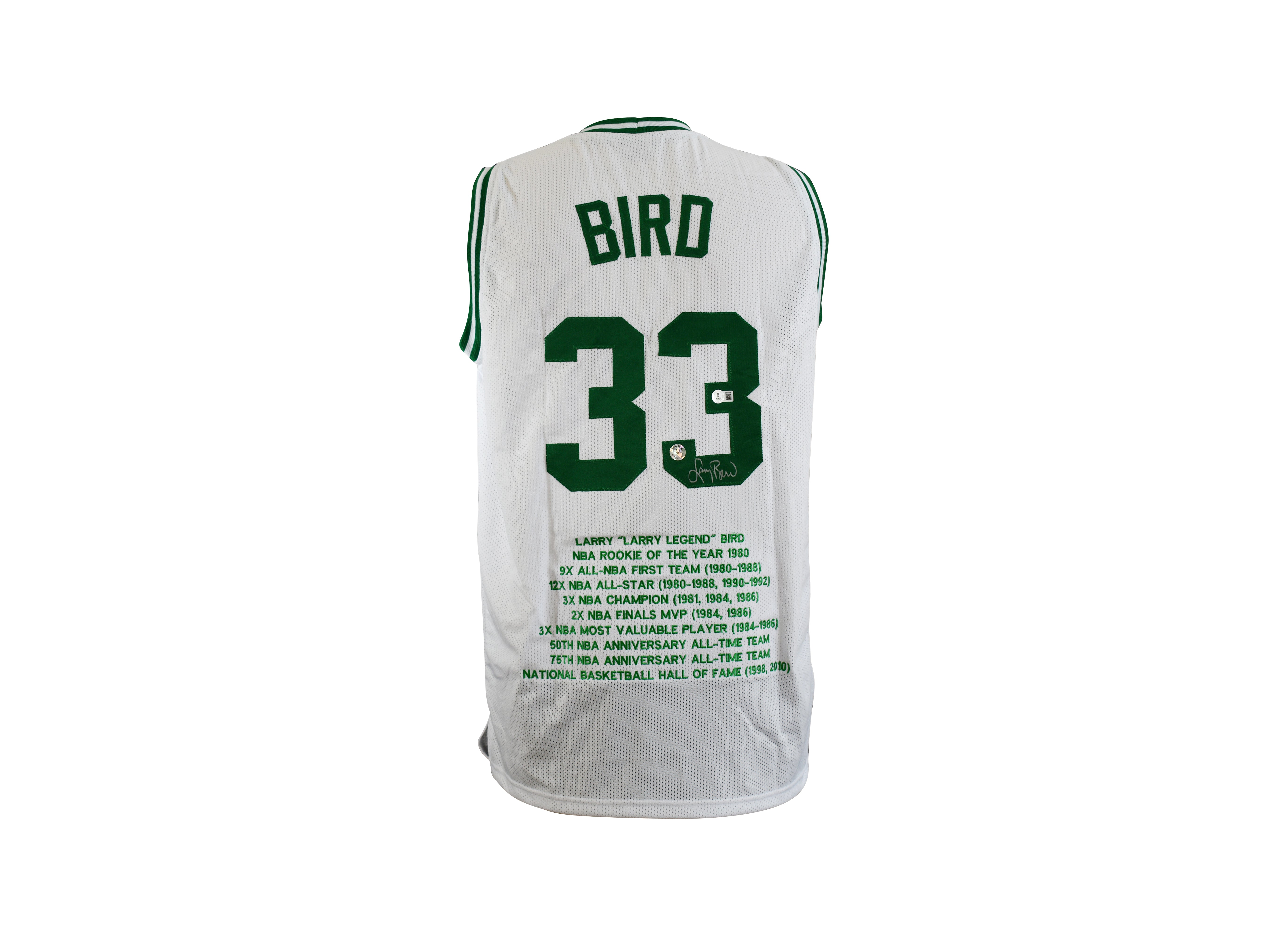 Larry Bird Signed Boston Career Highlight Stat Jersey