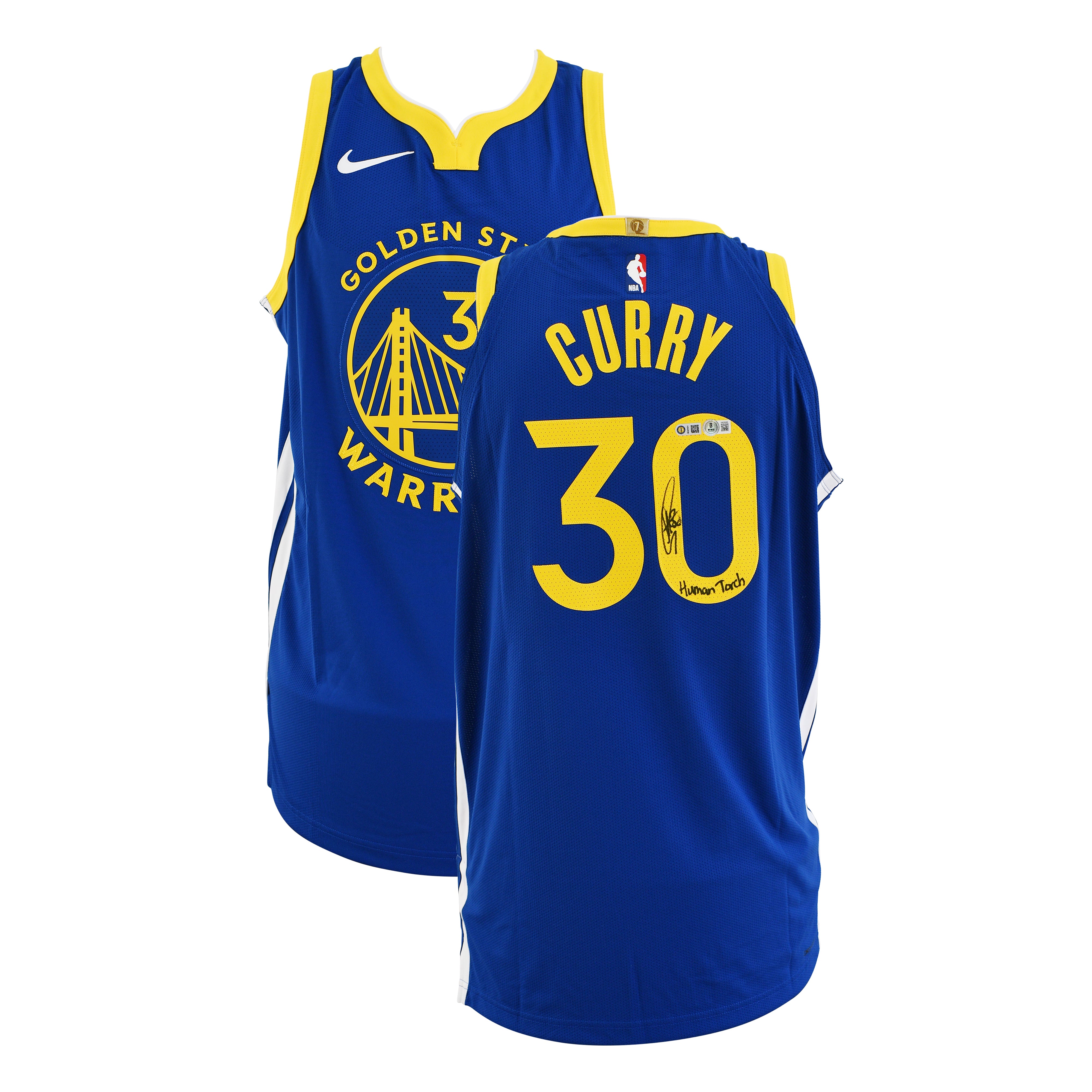 Stephen Curry Signed Golden State Warriors Nike Authentic Jersey Inscribed "Human Torch"