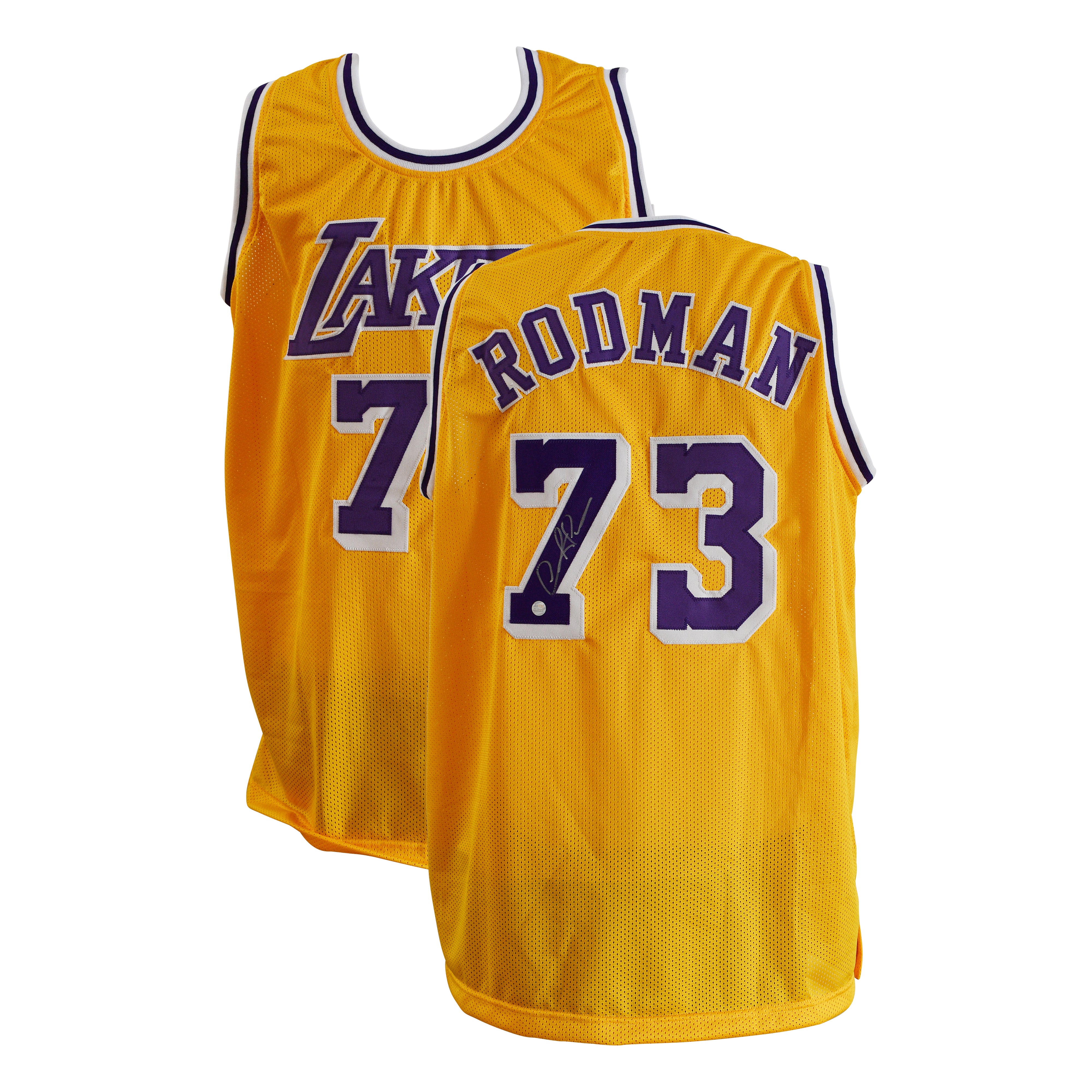 Dennis Rodman Signed Los Angeles Lakers Yellow Jersey