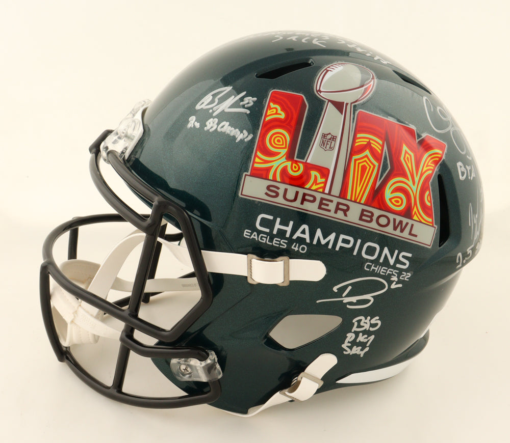 Eagles Defense Full-Size Replica Speed Helmet Signed By (5).Certified by Beckett authentic-signatures