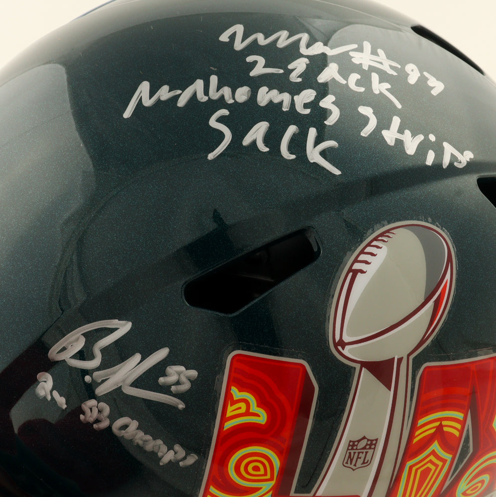 Eagles Defense Full-Size Replica Speed Helmet Signed By (5).Certified by Beckett authentic-signatures