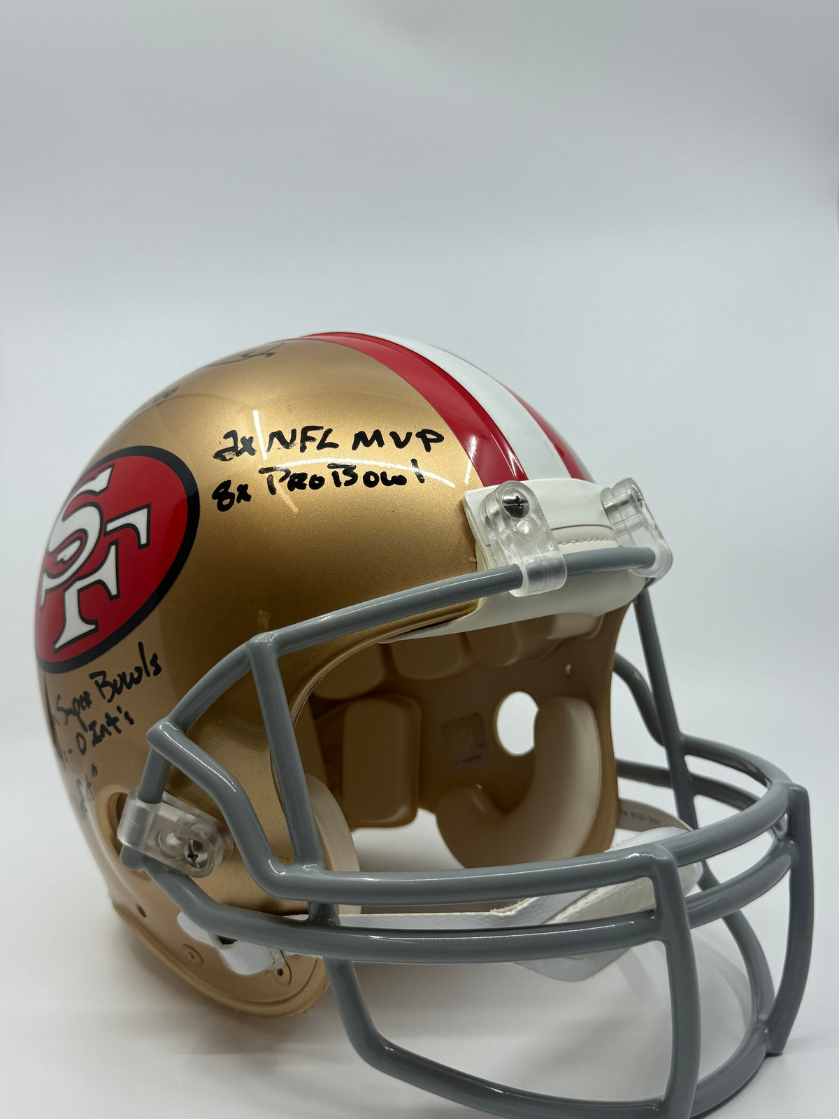 Joe Montana Signed San Francisco 49ers Full-Size Authentic On-Field Helmet with Multiple Stat Inscriptions, Certified by P...