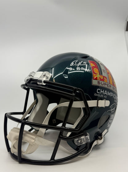 (5).Certified by Beckett Signed Eagles Defense Full-Size Replica Speed Helmet