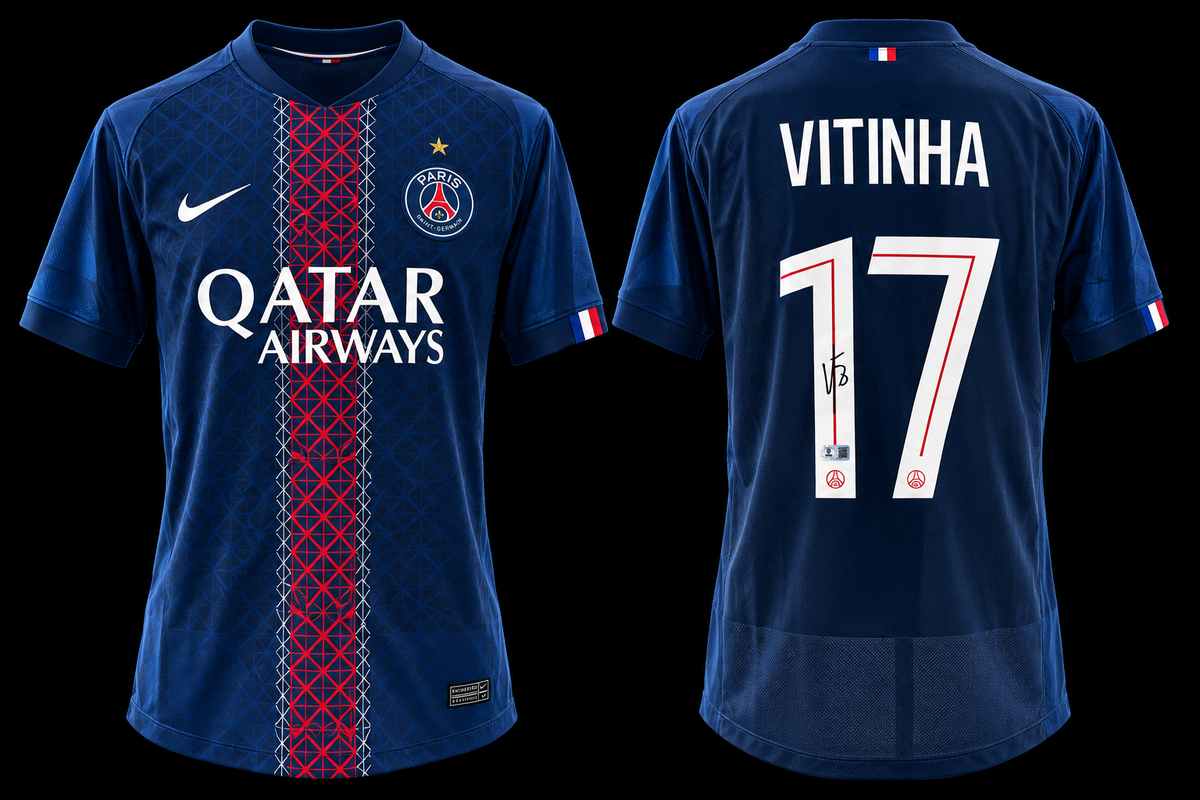 Vitinha signed PSG Champions League star jersey #17 Beckett certified