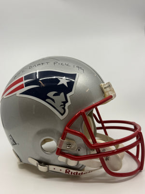 Tom Brady Signed New England Patriots Full-Size Authentic On-Field VSR4 Throwback Helmet Inscribed "NFL Draft Pick 199", Certified by Fanatics