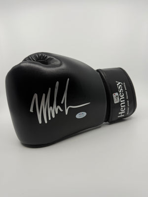 Mike Tyson Signed Hennessy Boxing Glove with Display & Career Highlight Plaque, Certified by Mike Tyson Hologram