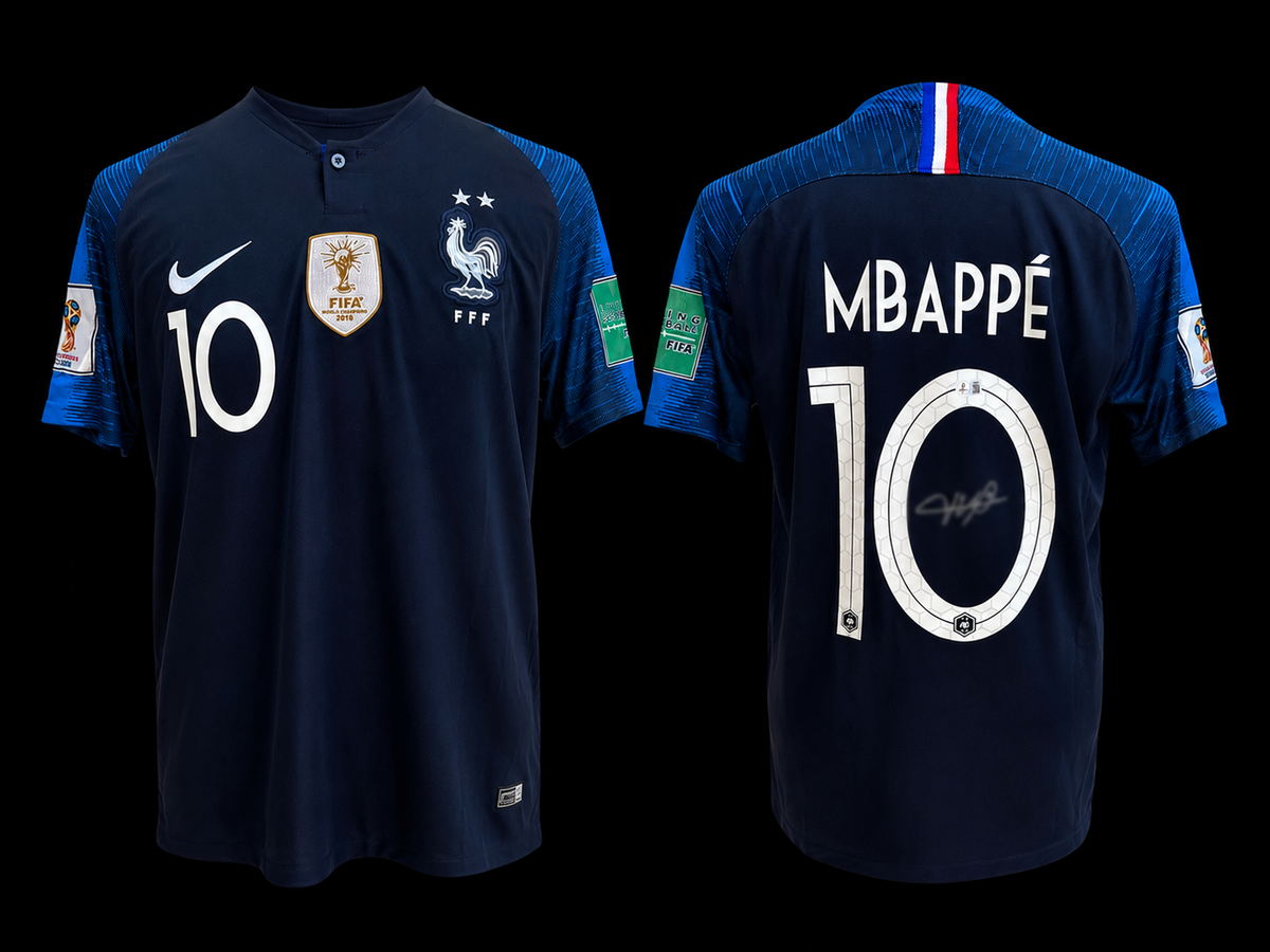 Kylian Mbappé signed France 2018 World Cup jersey #10 Beckett certified