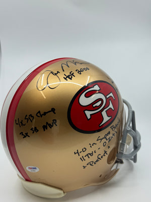 Joe Montana Signed San Francisco 49ers Full-Size Authentic On-Field Helmet with Multiple Stat Inscriptions, Certified by PSA