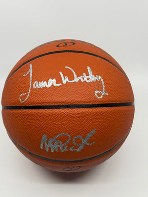Magic Johnson & James Worthy Signed Showtime Lakers Legends Basketball, Certified by Fanatics