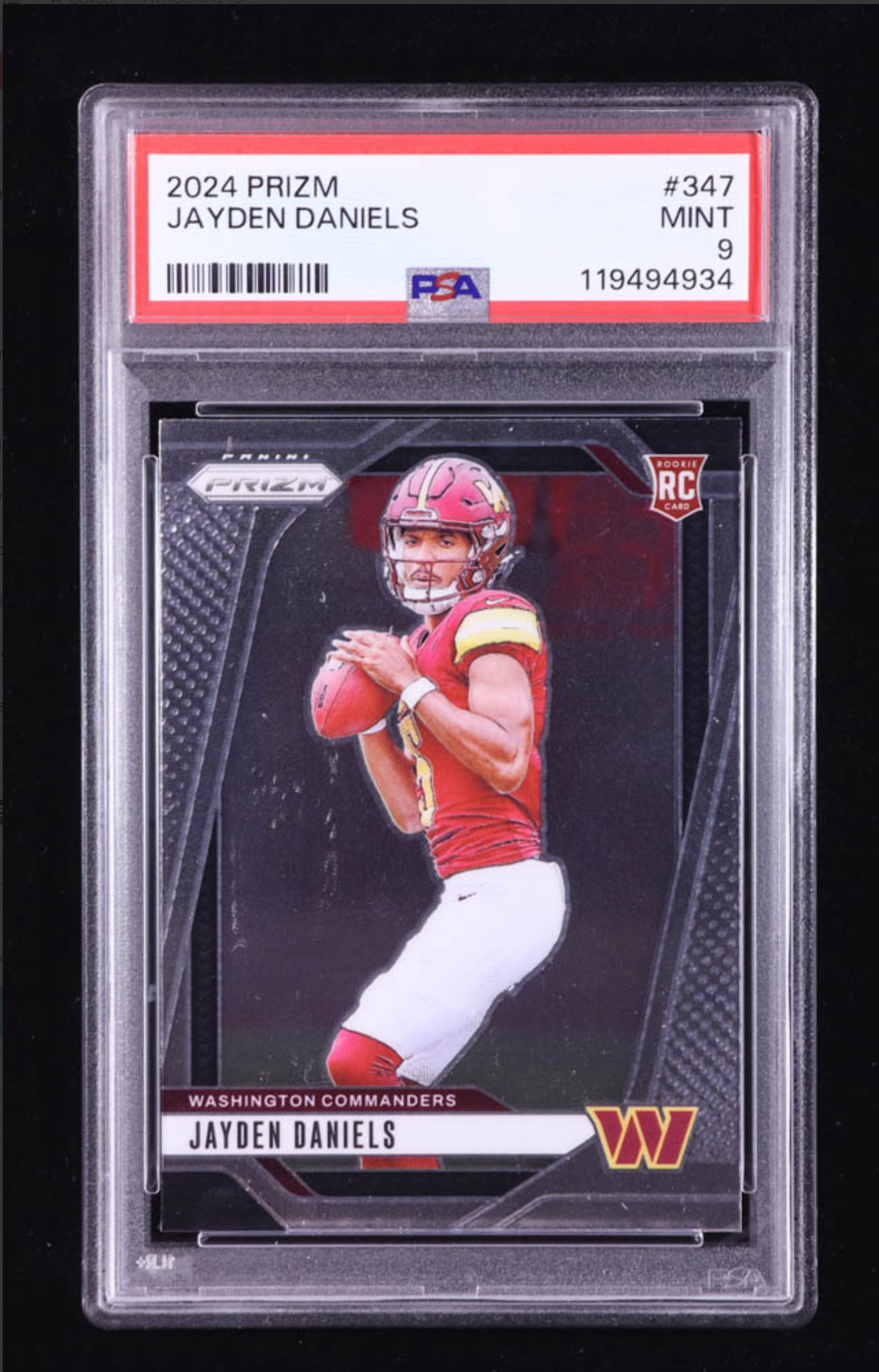 Jayden Daniels 2024 Panini Prizm #347 RC (PSA 9) authentic-signatures