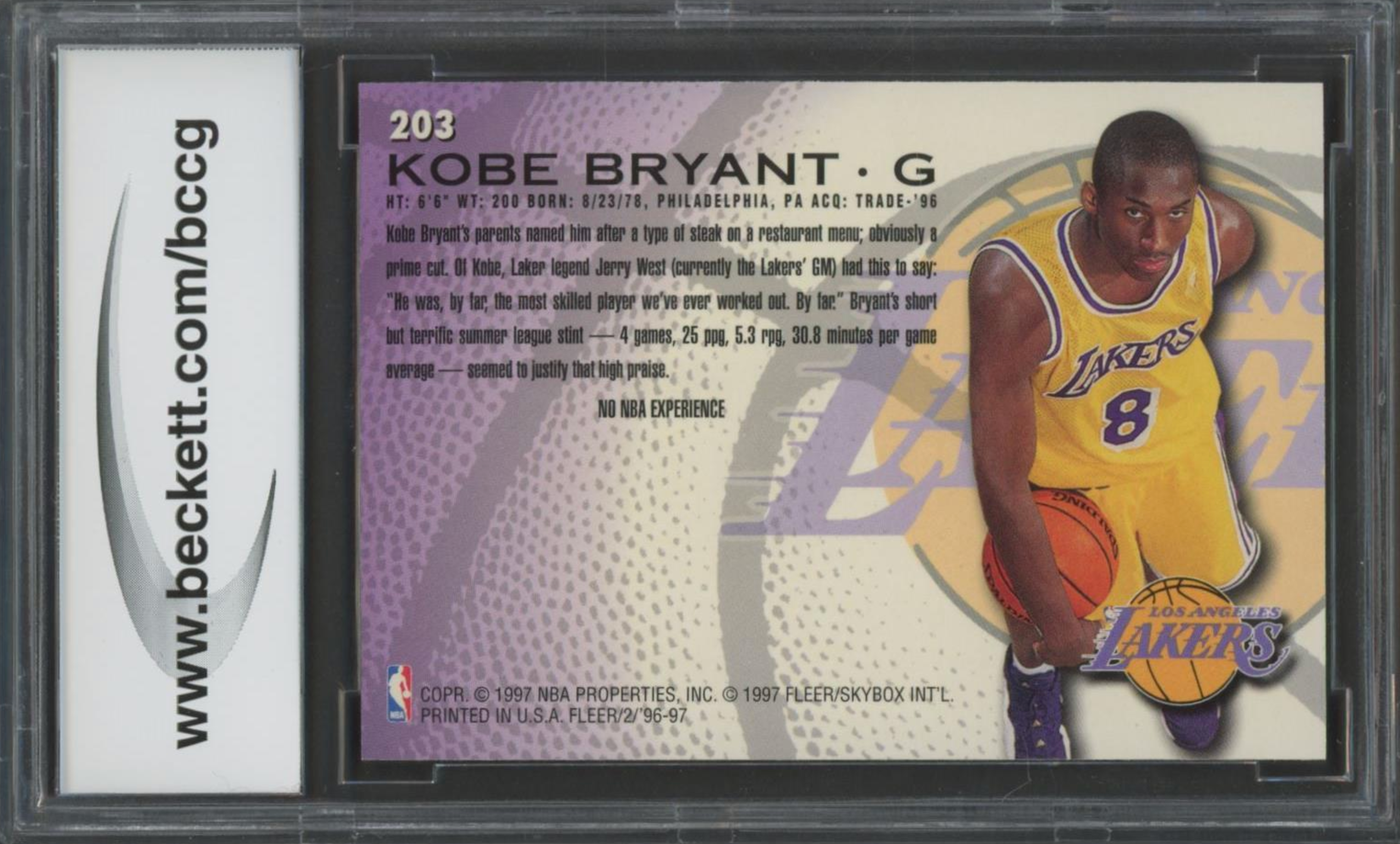 Kobe Bryant 1996-97 Fleer #203 RC (BCCG 10) authentic-signatures