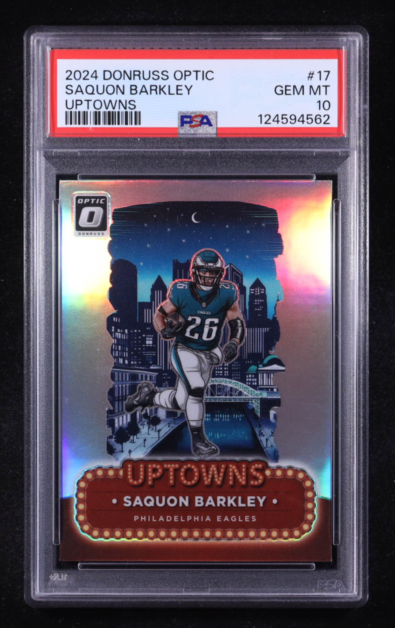 Saquon Barkley 2024 Donruss Optic Uptowns #17 (PSA 10) authentic-signatures