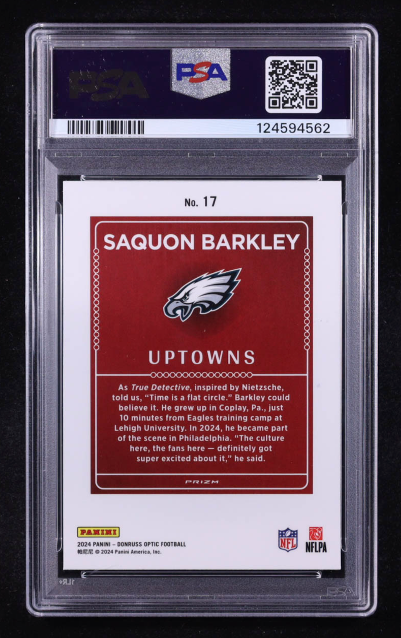 Saquon Barkley 2024 Donruss Optic Uptowns #17 (PSA 10) authentic-signatures