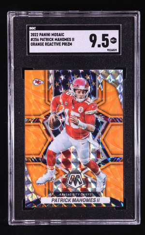 Patrick Mahomes II 2022 Panini Mosaic Orange Reactive Prizm #256 (SGC 9.5)