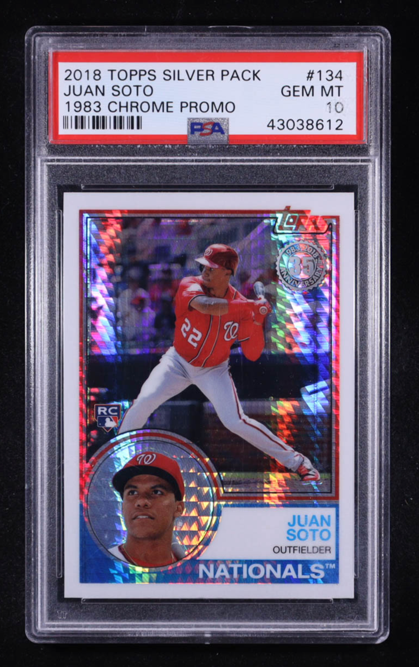 Juan Soto 2018 Topps '83 Topps Silver Pack Chrome #134 RC (PSA 10) authentic-signatures