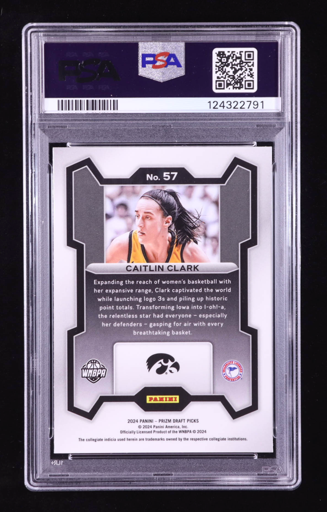 Caitlin Clark 2024-25 Panini Prizm Draft Picks #57 RC (PSA 10) authentic-signatures
