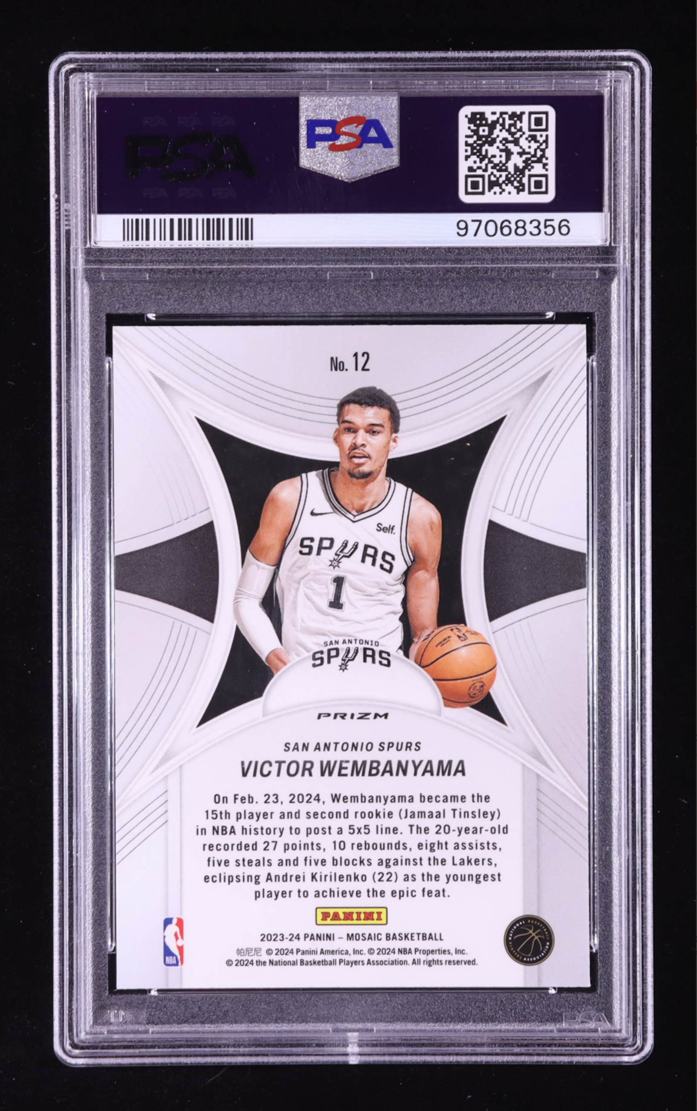 Victor Wembanyama 2023-24 Panini Mosaic Epic Performers Mosaic Green #12 (PSA 10) authentic-signatures
