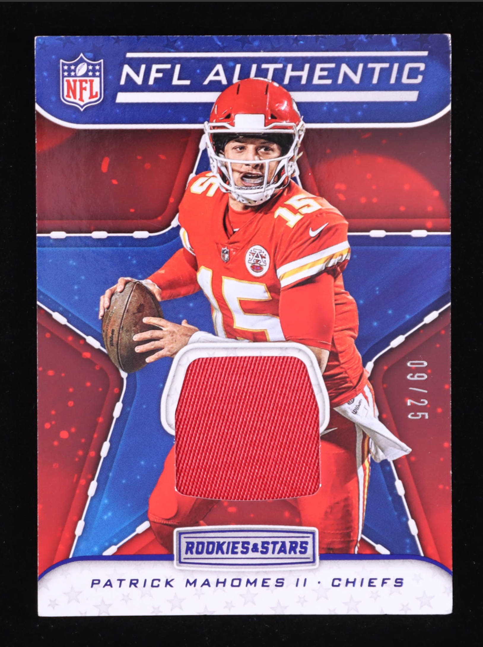 Patrick Mahomes II 2019 Rookies and Stars NFL Authentic Worm Jerseys Patch #09/25 authentic-signatures