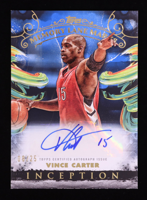 Vince Carter 2024-25 Topps Inception Memory Lane Marks Blue #MLMVC #08/25 authentic-signatures