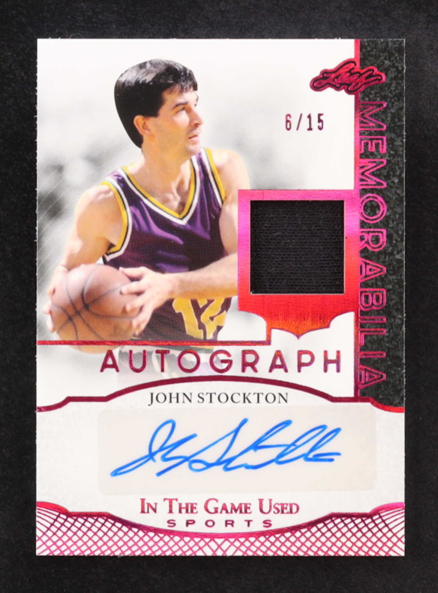 John Stockton 2024 ITG Used Sports Autograph Game-used Memorabilia Spectrum Pink #IGAJS1 #6/15 authentic-signatures