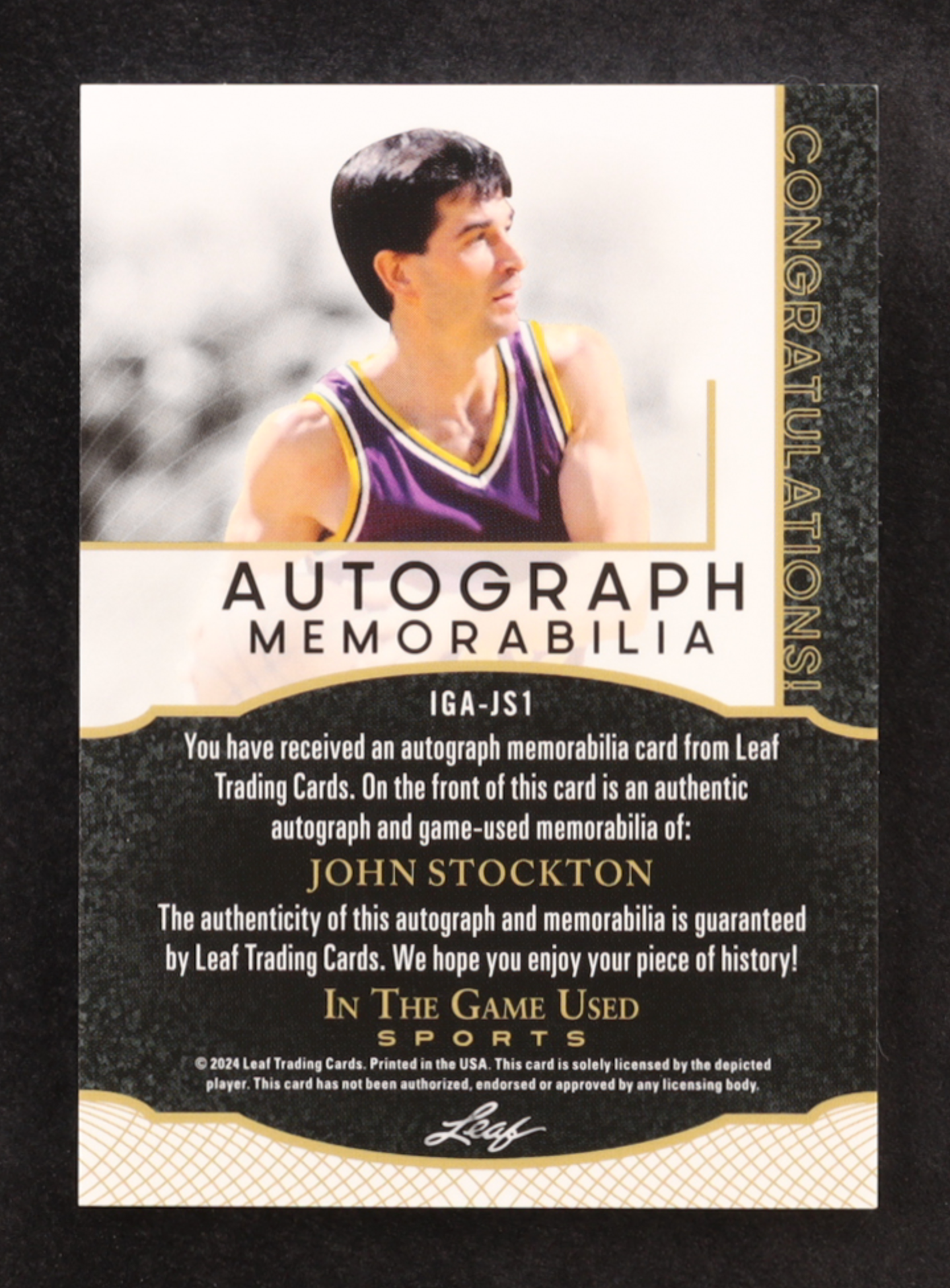 John Stockton 2024 ITG Used Sports Autograph Game-used Memorabilia Spectrum Pink #IGAJS1 #6/15 authentic-signatures